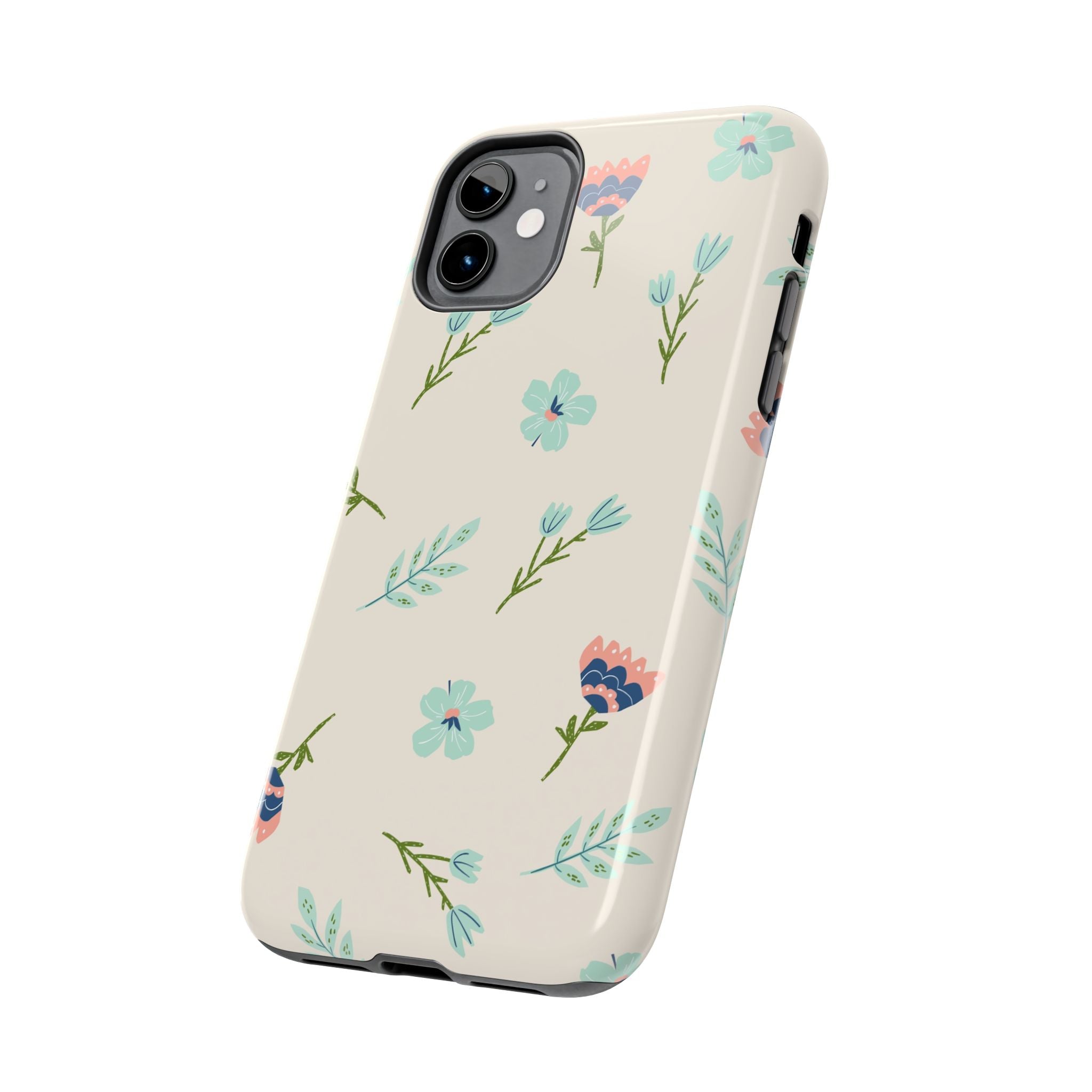 Floral Pattern Tough Phone Case — Pastel Wildflower Protective Phone Cover