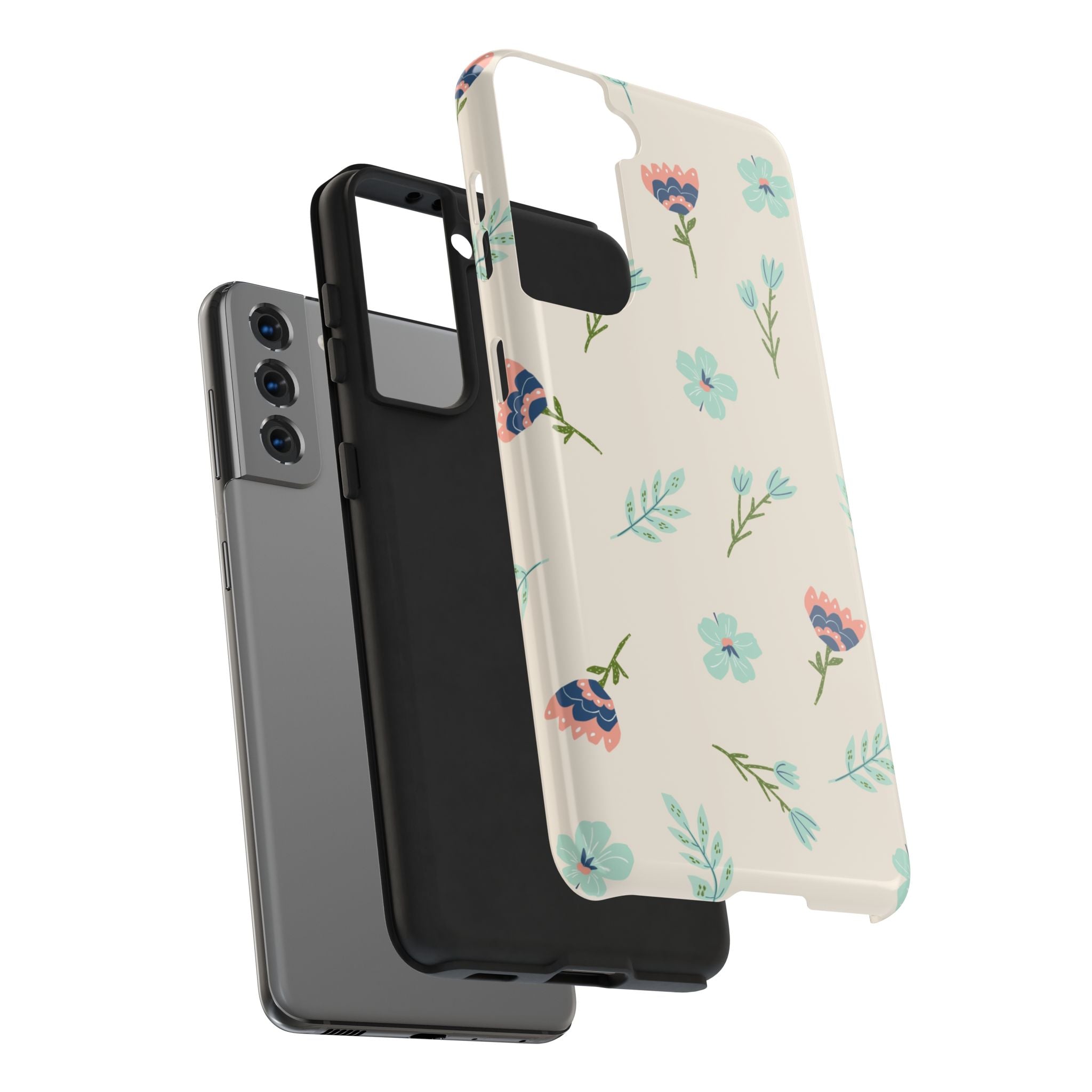 Floral Pattern Tough Phone Case — Pastel Wildflower Protective Phone Cover