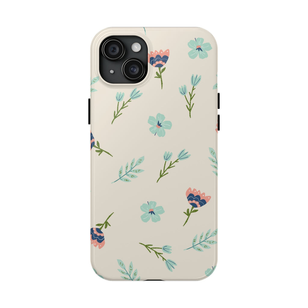 Floral Pattern Tough Phone Case — Pastel Wildflower Protective Phone Cover