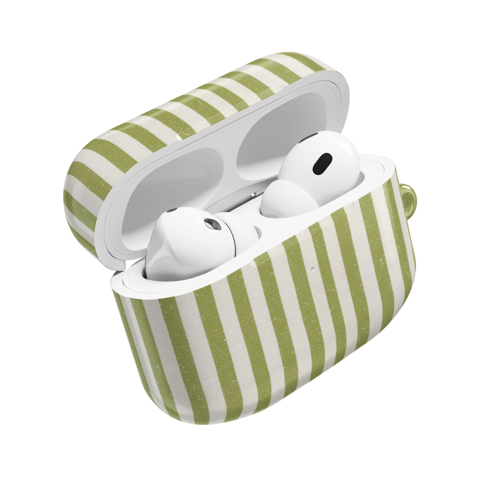 Striped Olive Green AirPod Case — Minimal Coastal Vibe Protective Cover