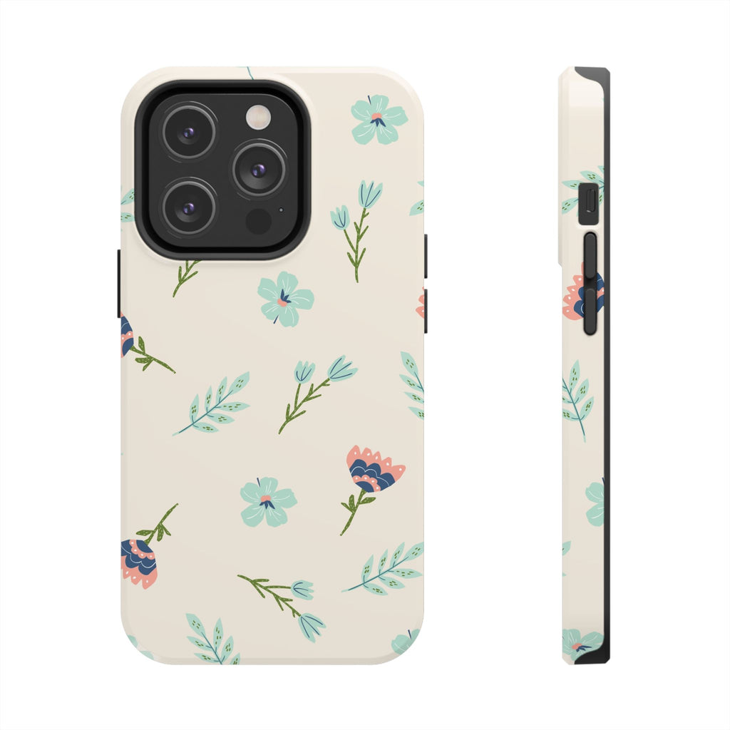 Floral Pattern Tough Phone Case — Pastel Wildflower Protective Phone Cover