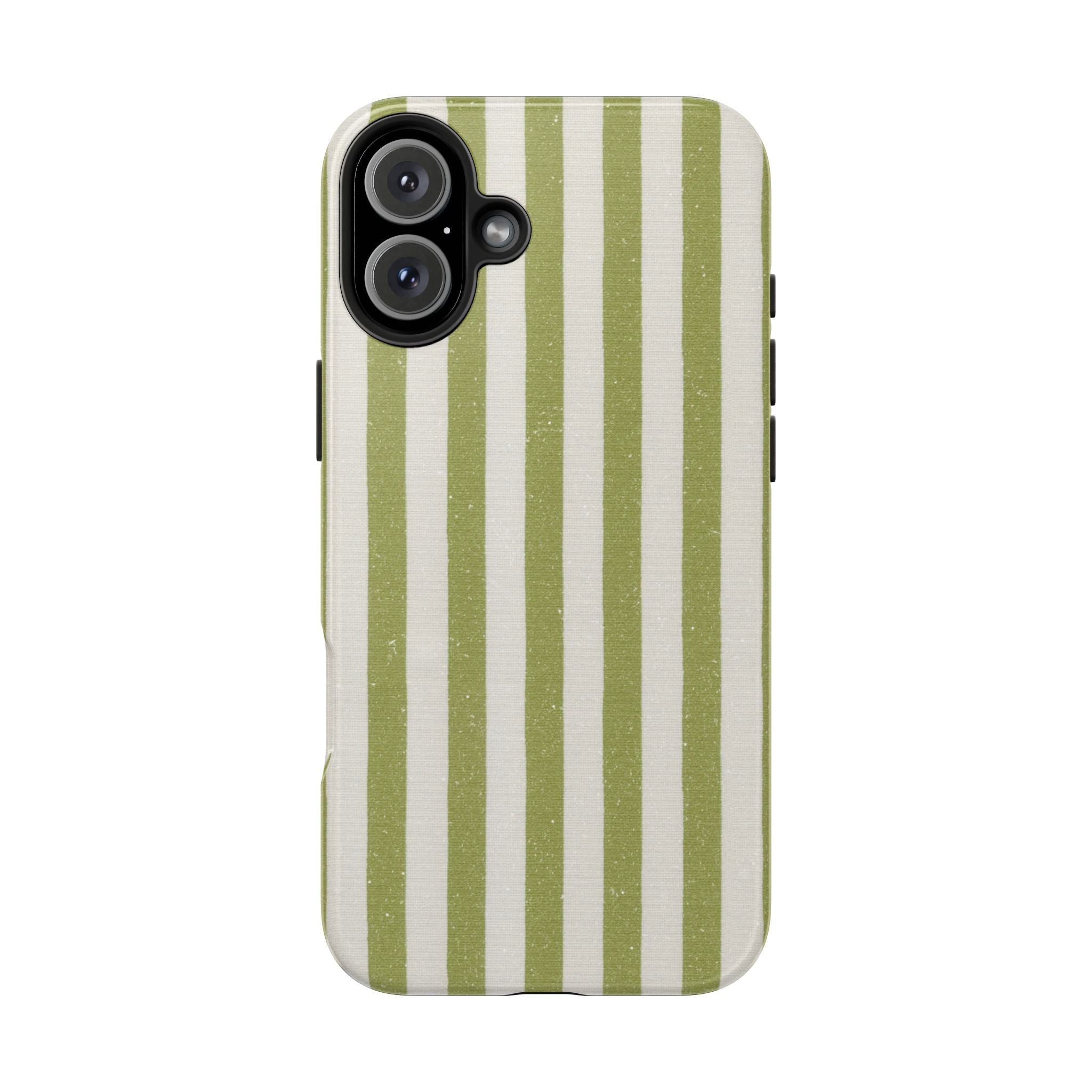 Olive Green Vertical Stripe Tough Phone Case — Durable Protective Cover
