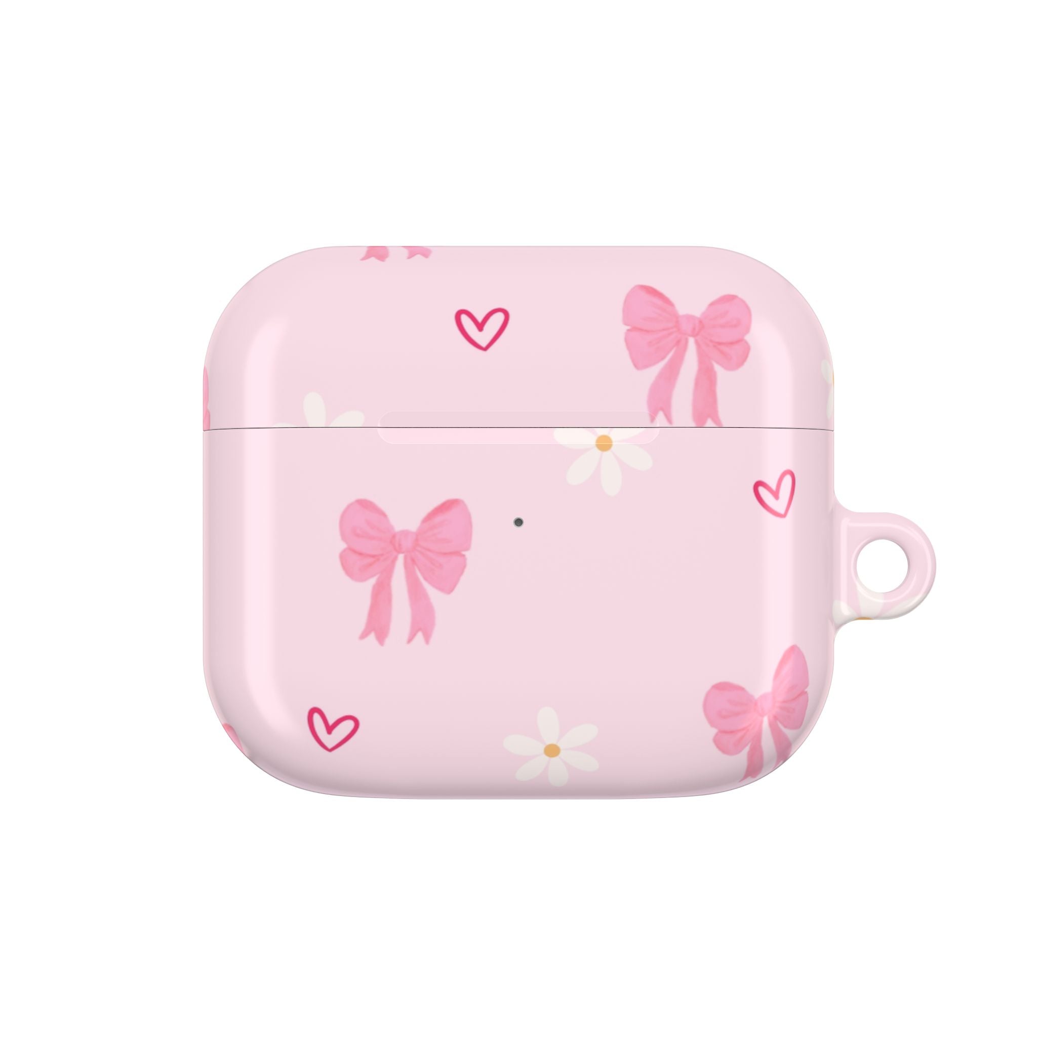 Pink Bow AirPod Case – Cute Floral Hearts Silicone Cover