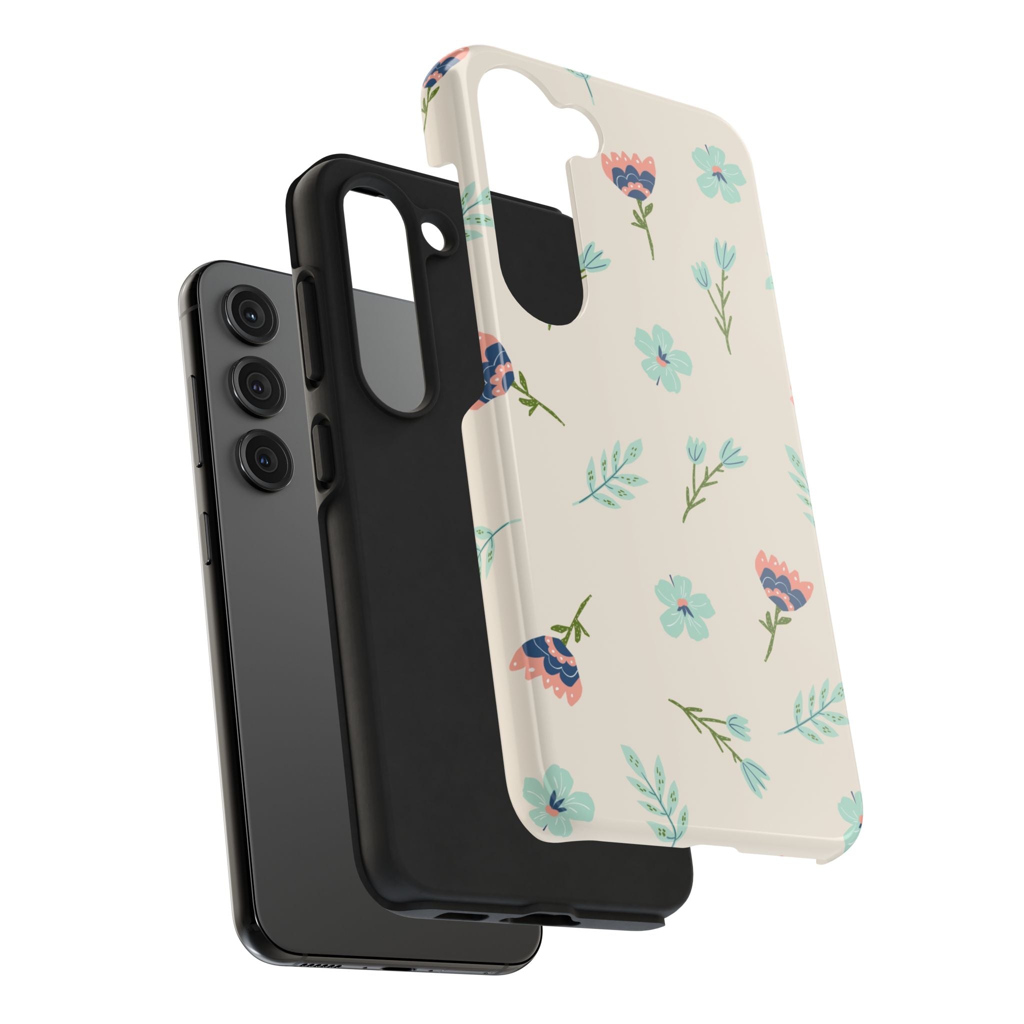 Floral Pattern Tough Phone Case — Pastel Wildflower Protective Phone Cover