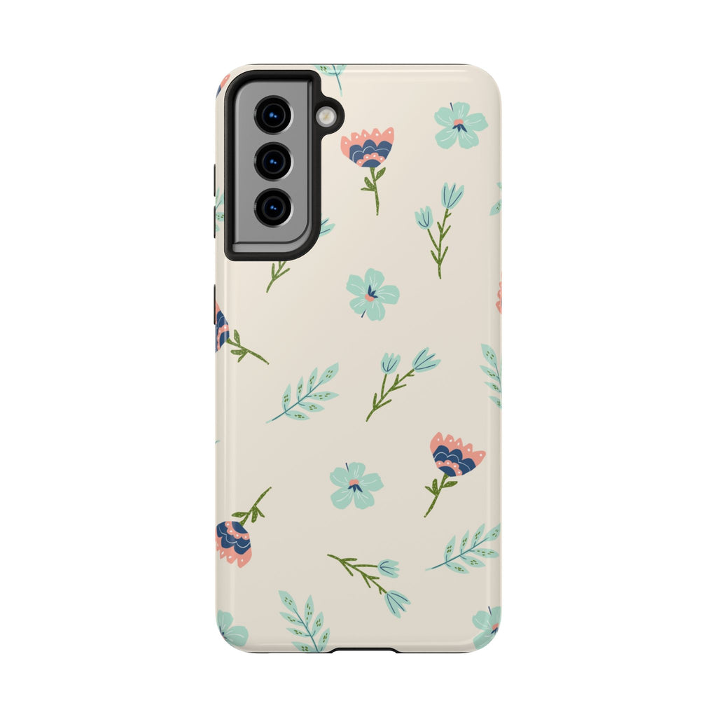 Floral Pattern Tough Phone Case — Pastel Wildflower Protective Phone Cover