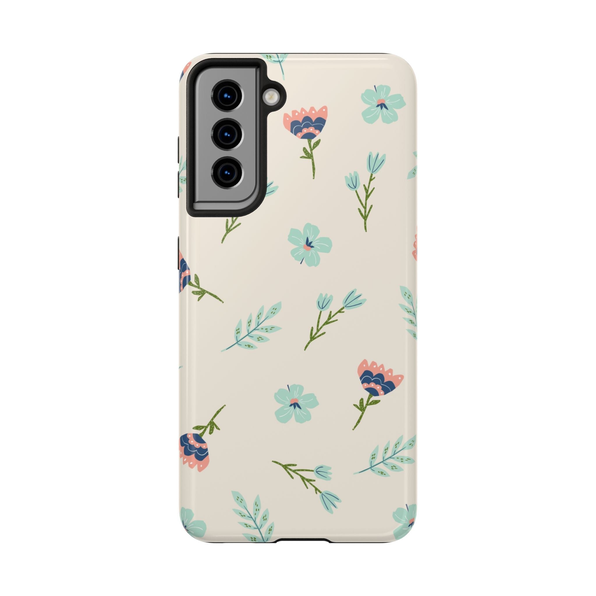 Floral Pattern Tough Phone Case — Pastel Wildflower Protective Phone Cover