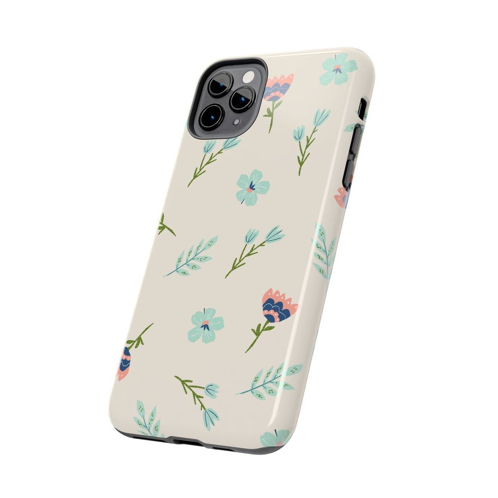 Floral Pattern Tough Phone Case — Pastel Wildflower Protective Phone Cover