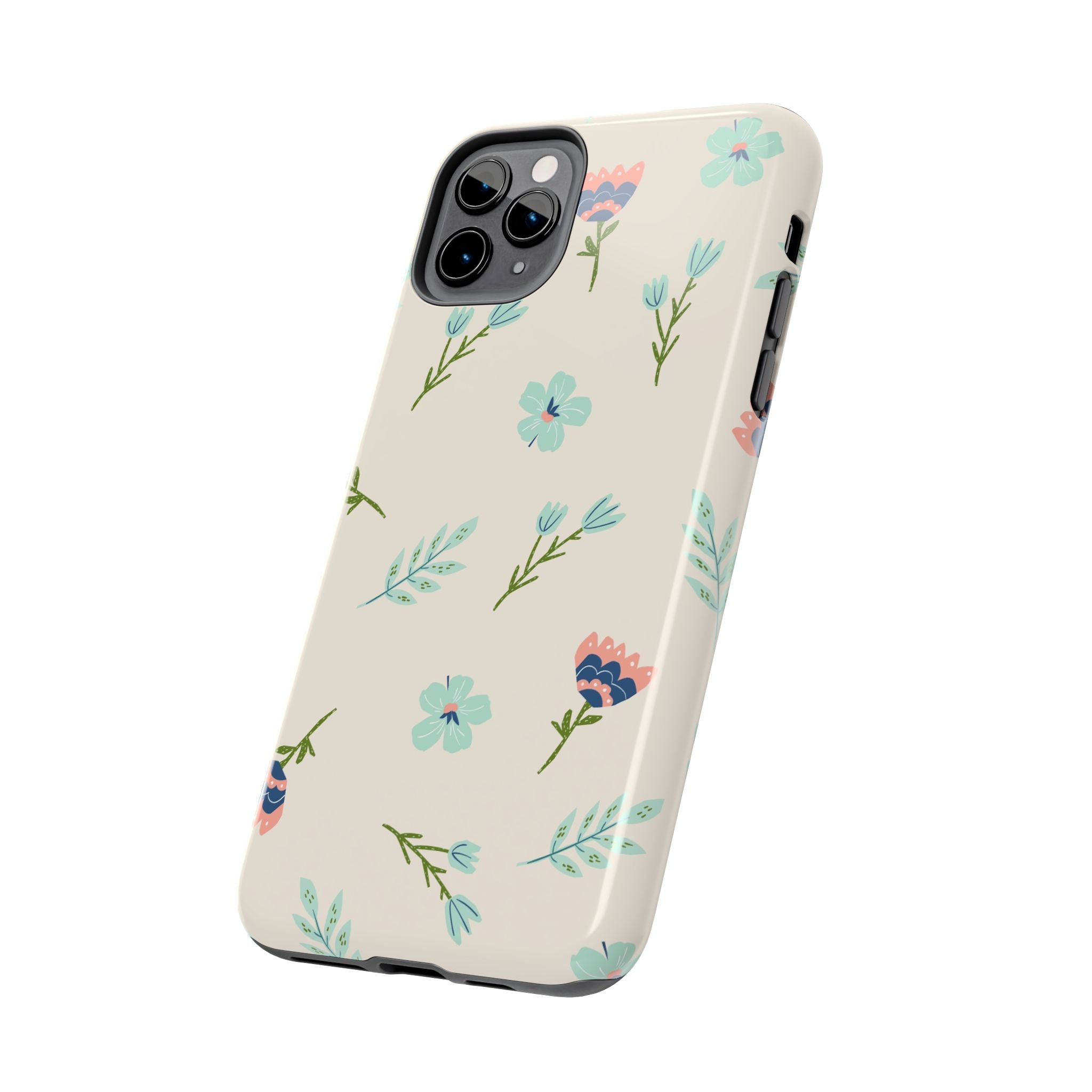 Floral Pattern Tough Phone Case — Pastel Wildflower Protective Phone Cover