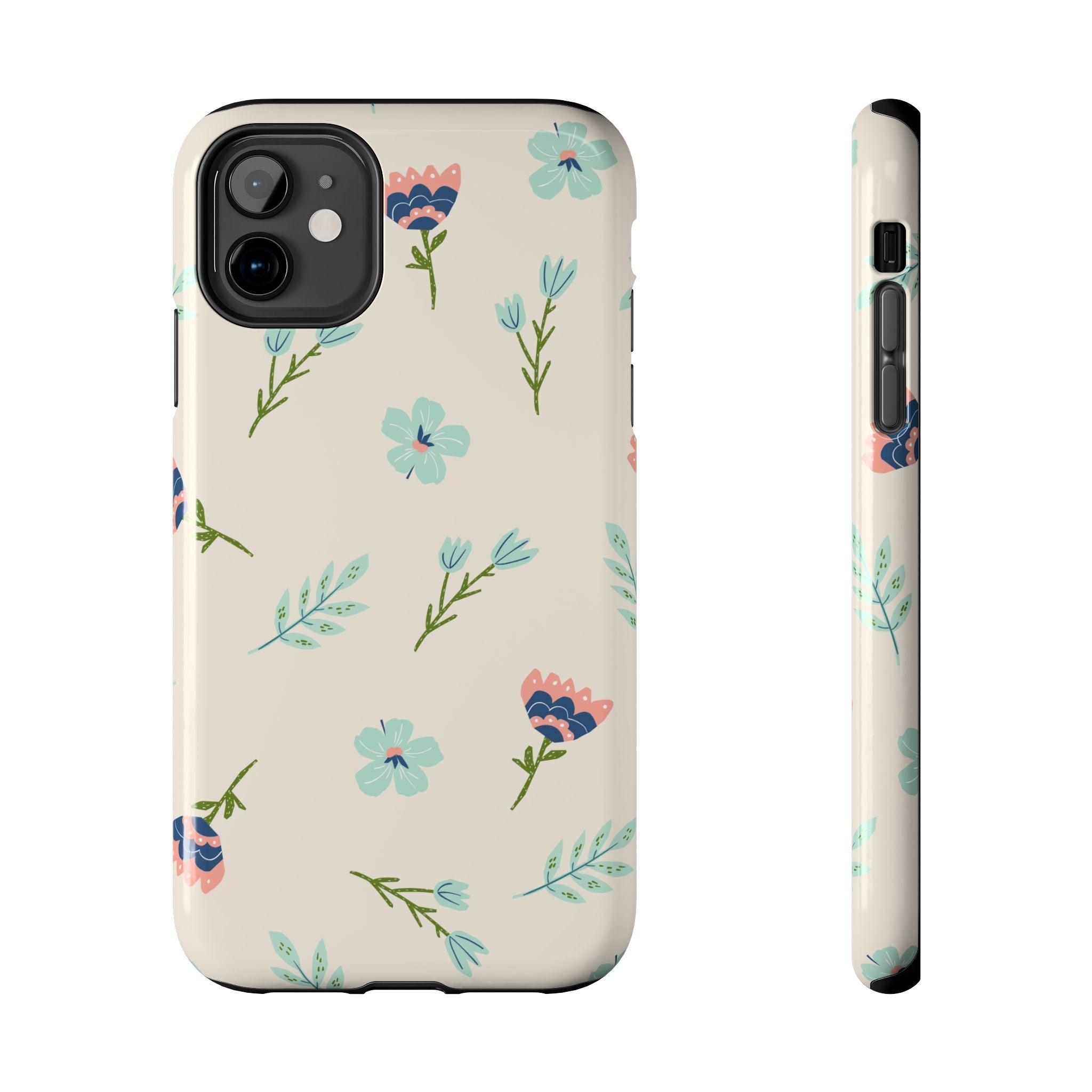 Floral Pattern Tough Phone Case — Pastel Wildflower Protective Phone Cover