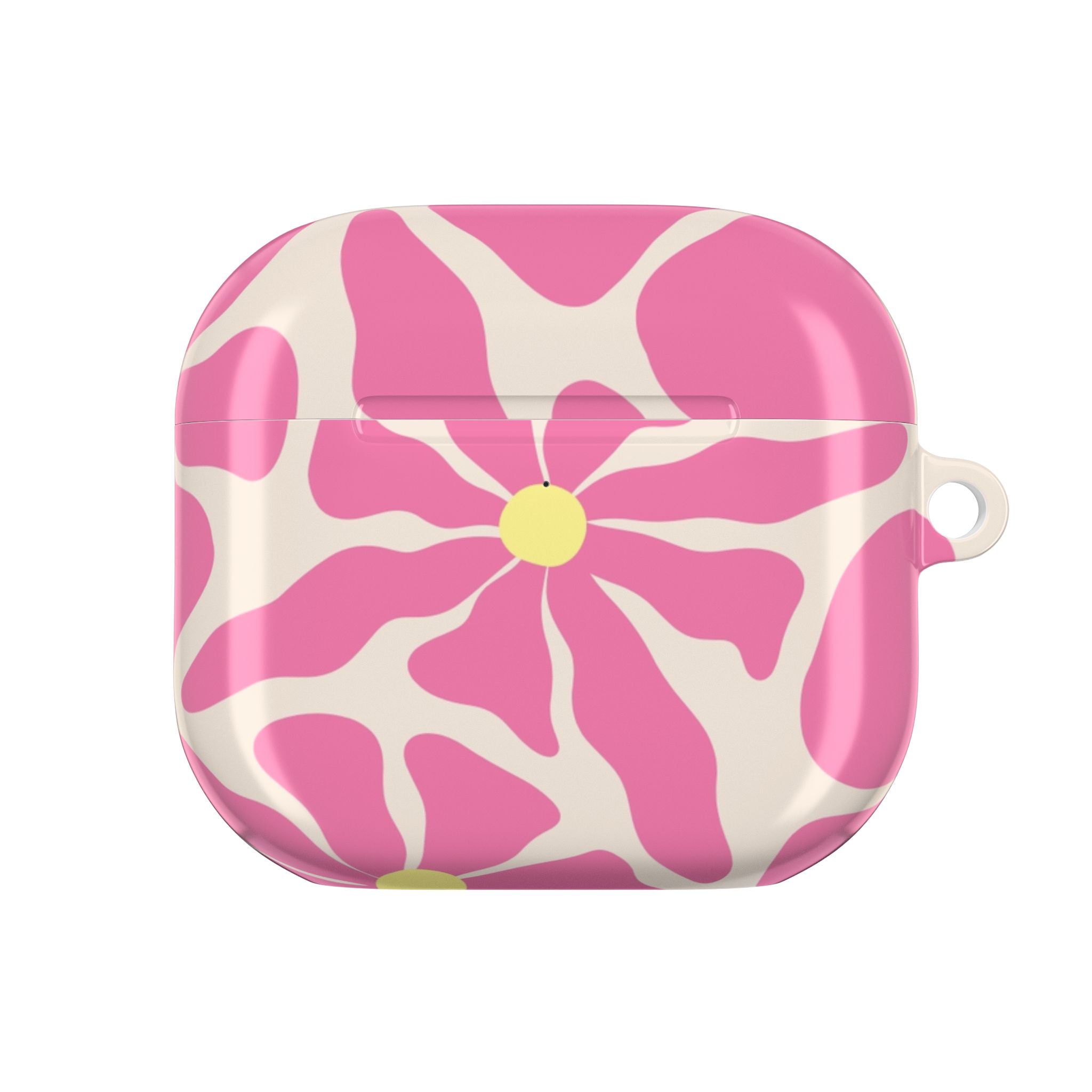 Pink Floral Swirl AirPod Case — Cute Daisy Pattern Protective Cover