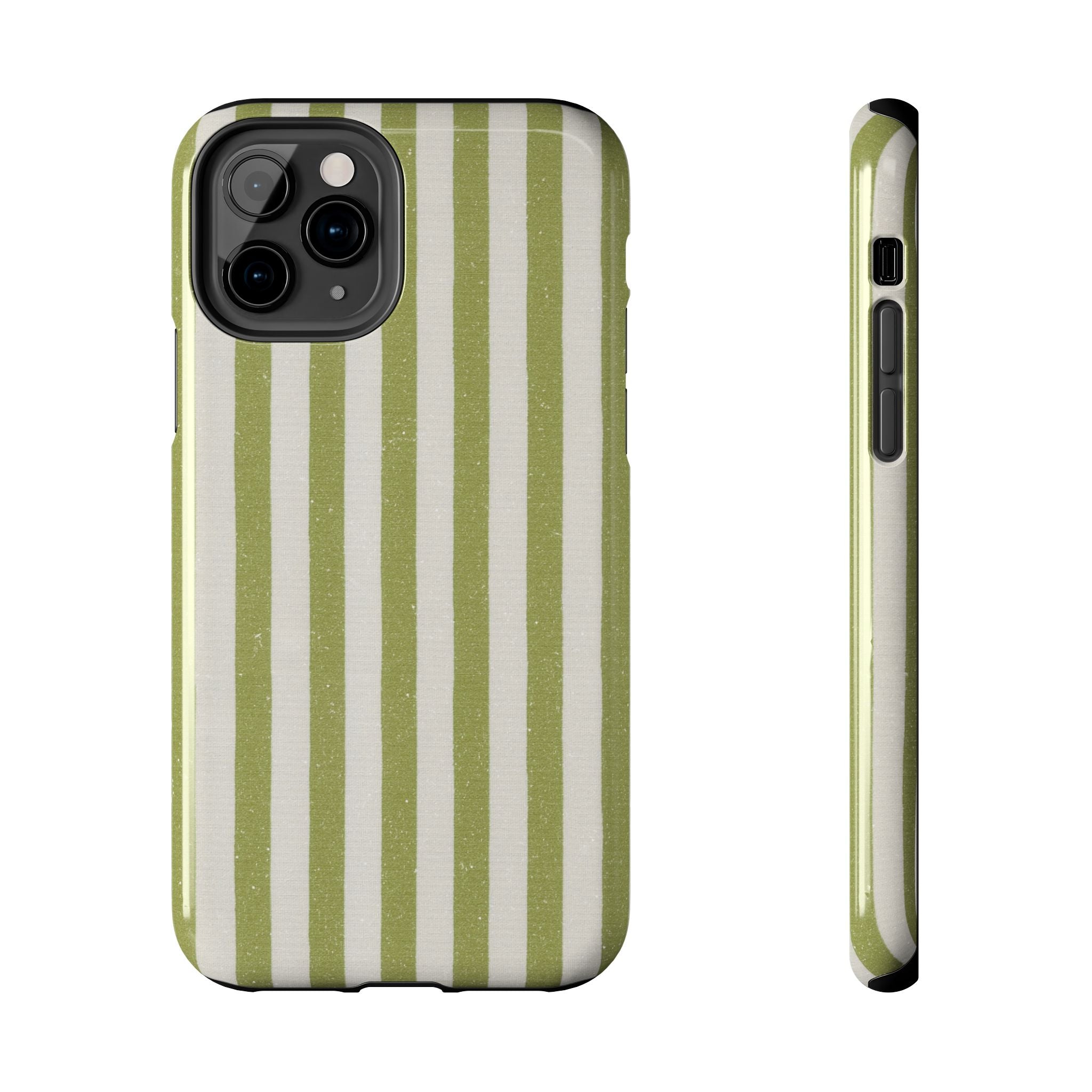 Olive Green Vertical Stripe Tough Phone Case — Durable Protective Cover