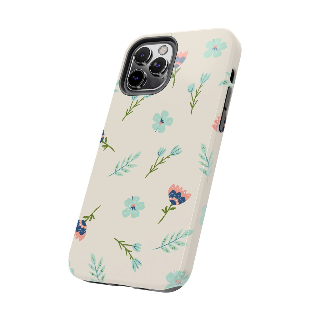 Floral Pattern Tough Phone Case — Pastel Wildflower Protective Phone Cover