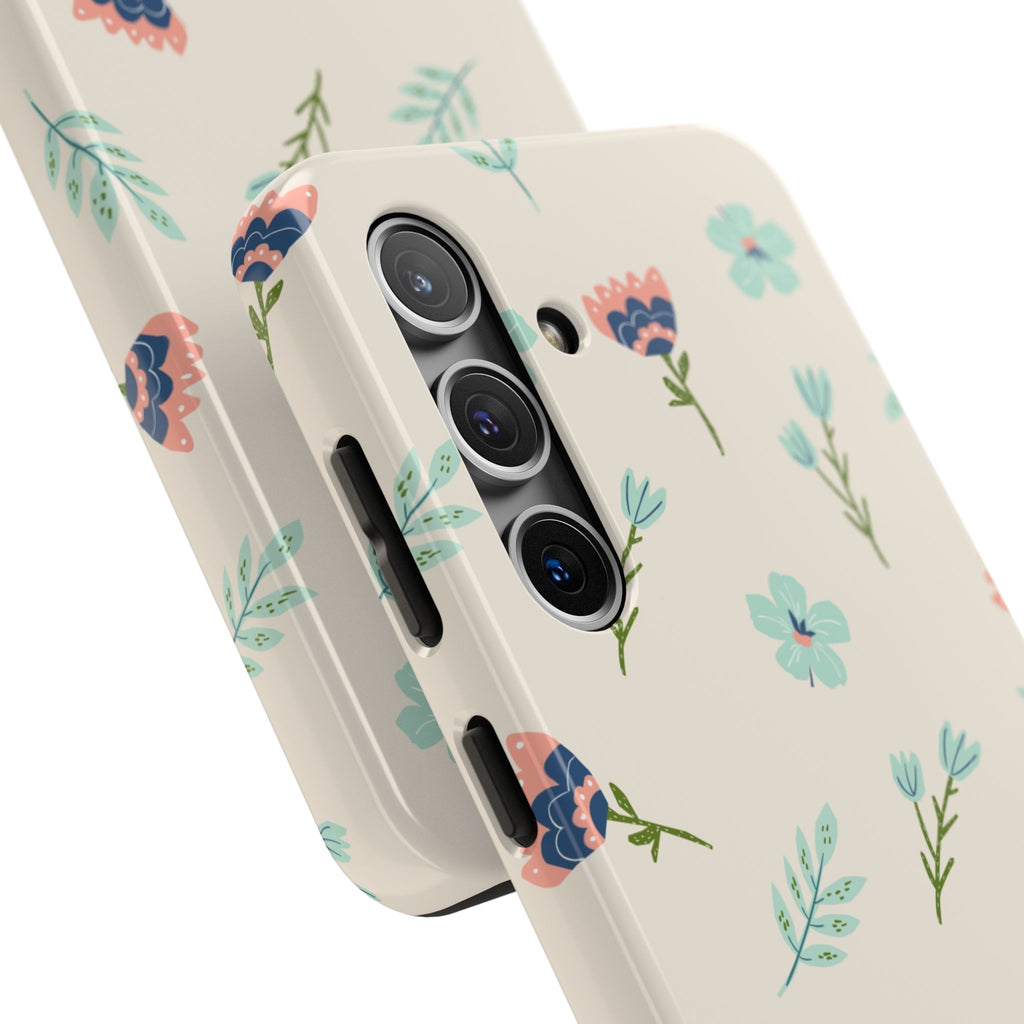Floral Pattern Tough Phone Case — Pastel Wildflower Protective Phone Cover