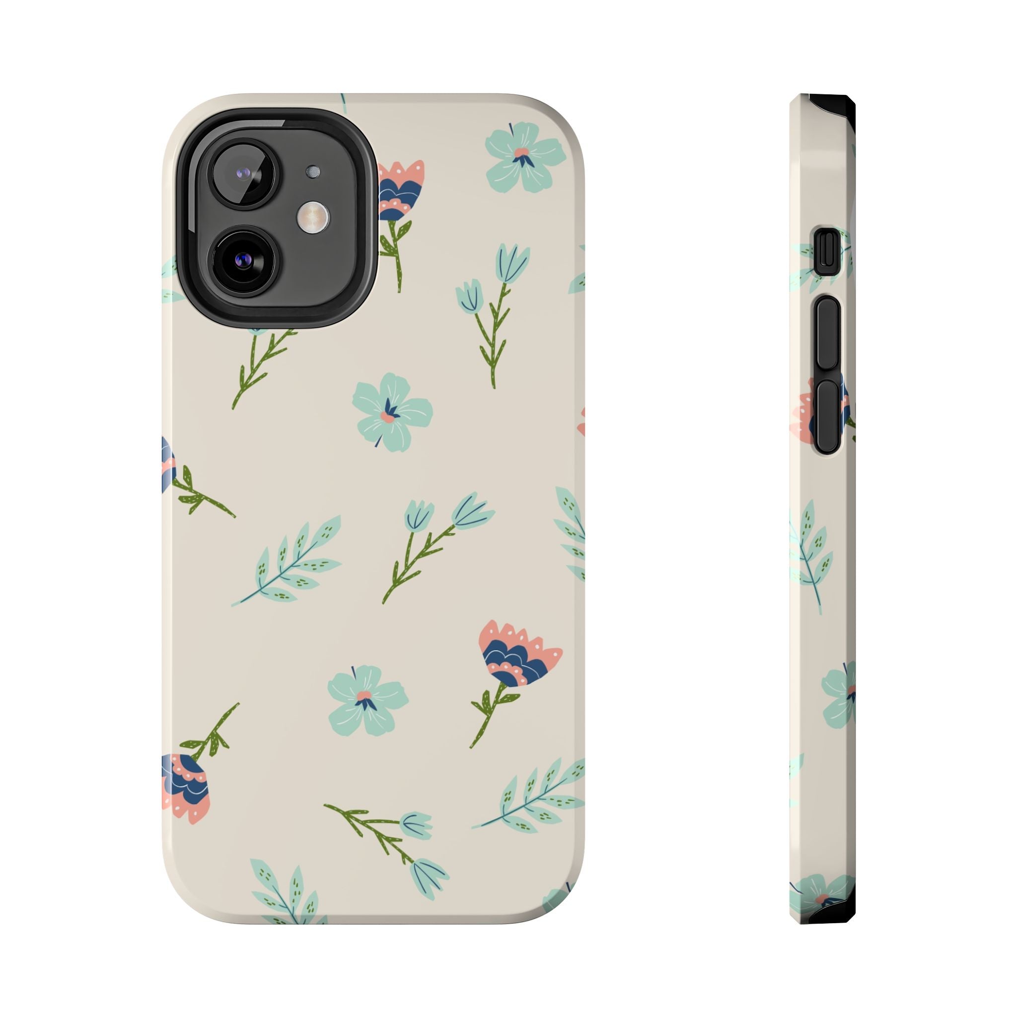 Floral Pattern Tough Phone Case — Pastel Wildflower Protective Phone Cover