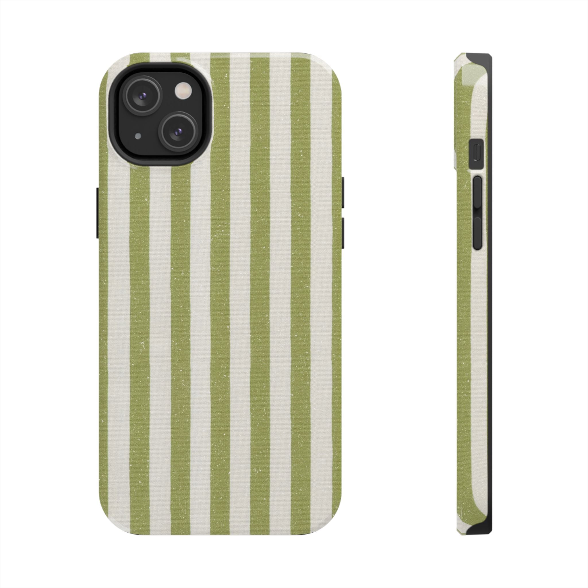 Olive Green Vertical Stripe Tough Phone Case — Durable Protective Cover