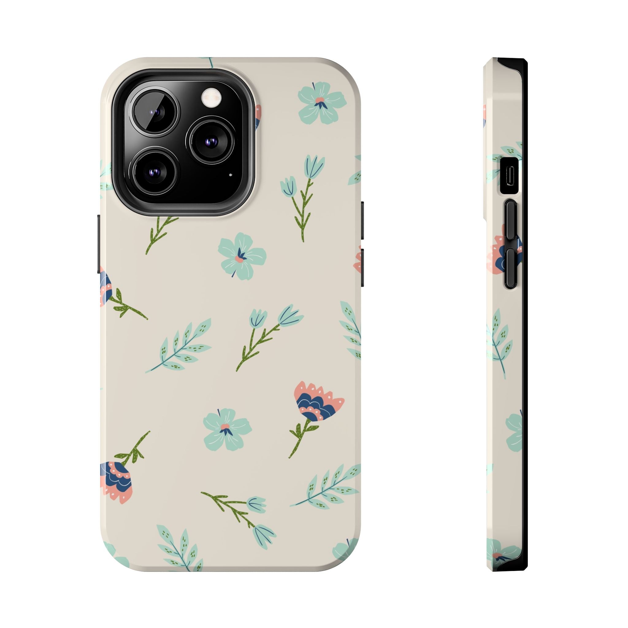 Floral Pattern Tough Phone Case — Pastel Wildflower Protective Phone Cover