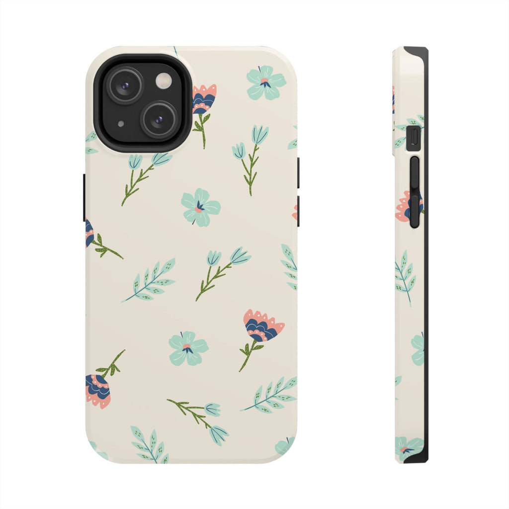 Floral Pattern Tough Phone Case — Pastel Wildflower Protective Phone Cover