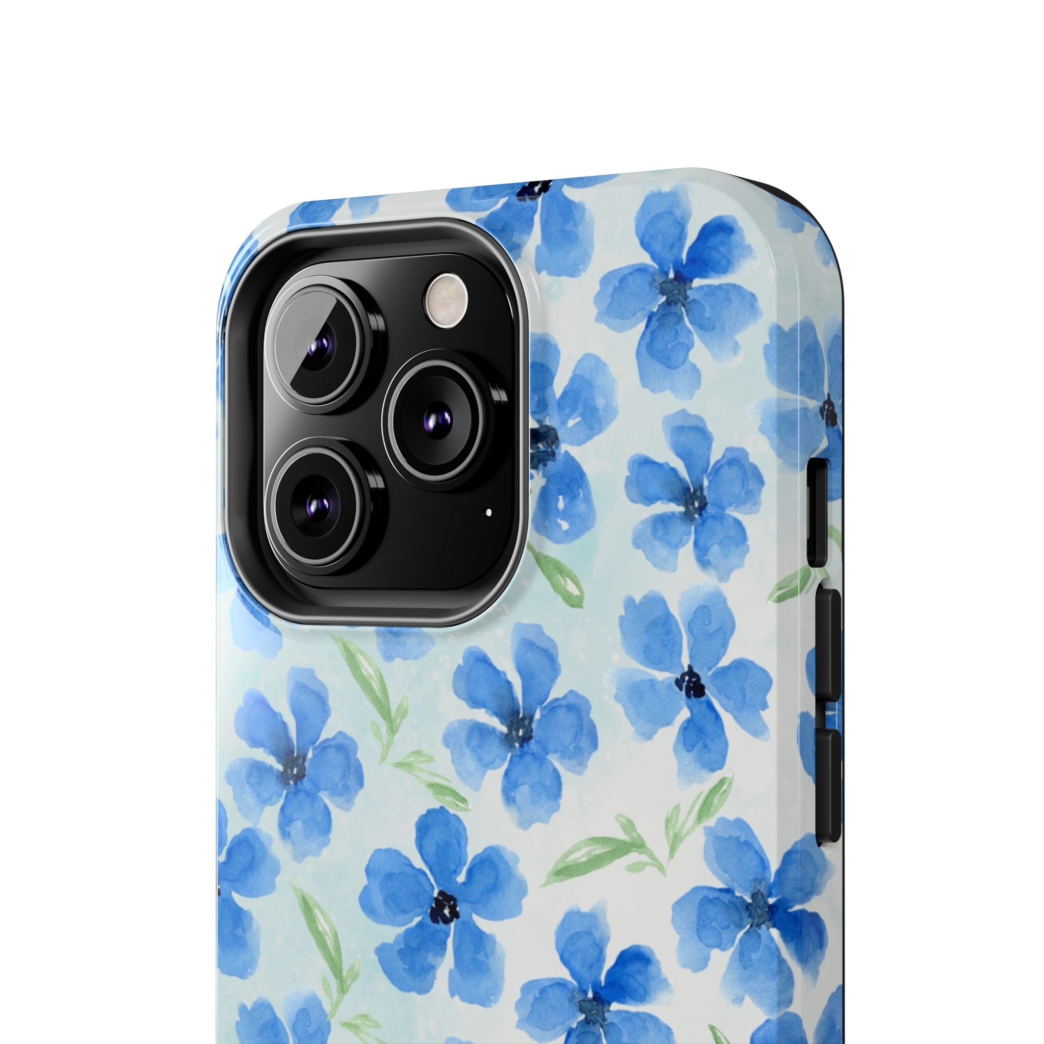 Blue Watercolor Floral Tough Phone Case — Durable Floral Phone Cover