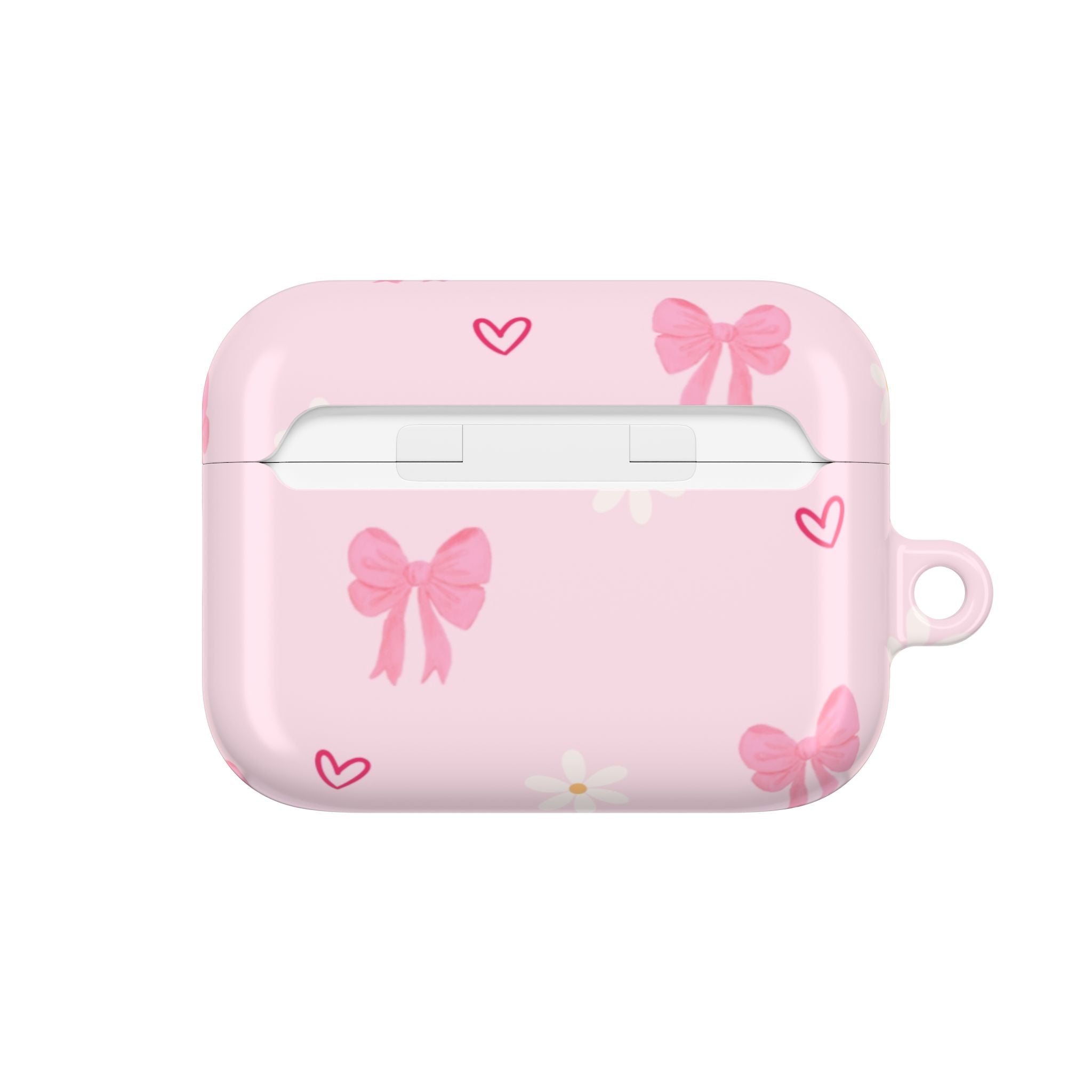 Pink Bow AirPod Case – Cute Floral Hearts Silicone Cover