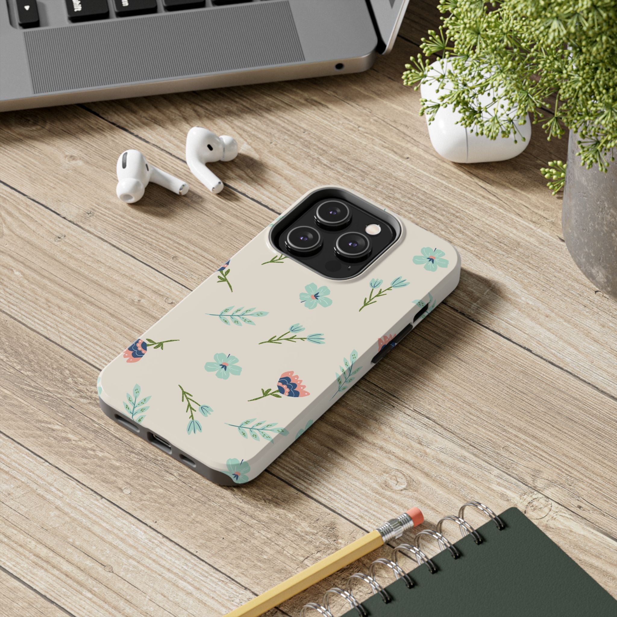 Floral Pattern Tough Phone Case — Pastel Wildflower Protective Phone Cover