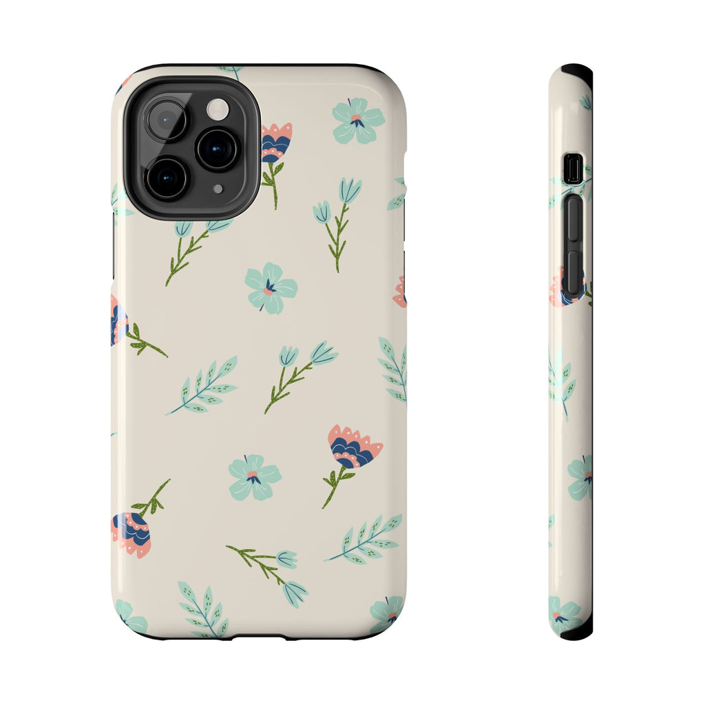 Floral Pattern Tough Phone Case — Pastel Wildflower Protective Phone Cover