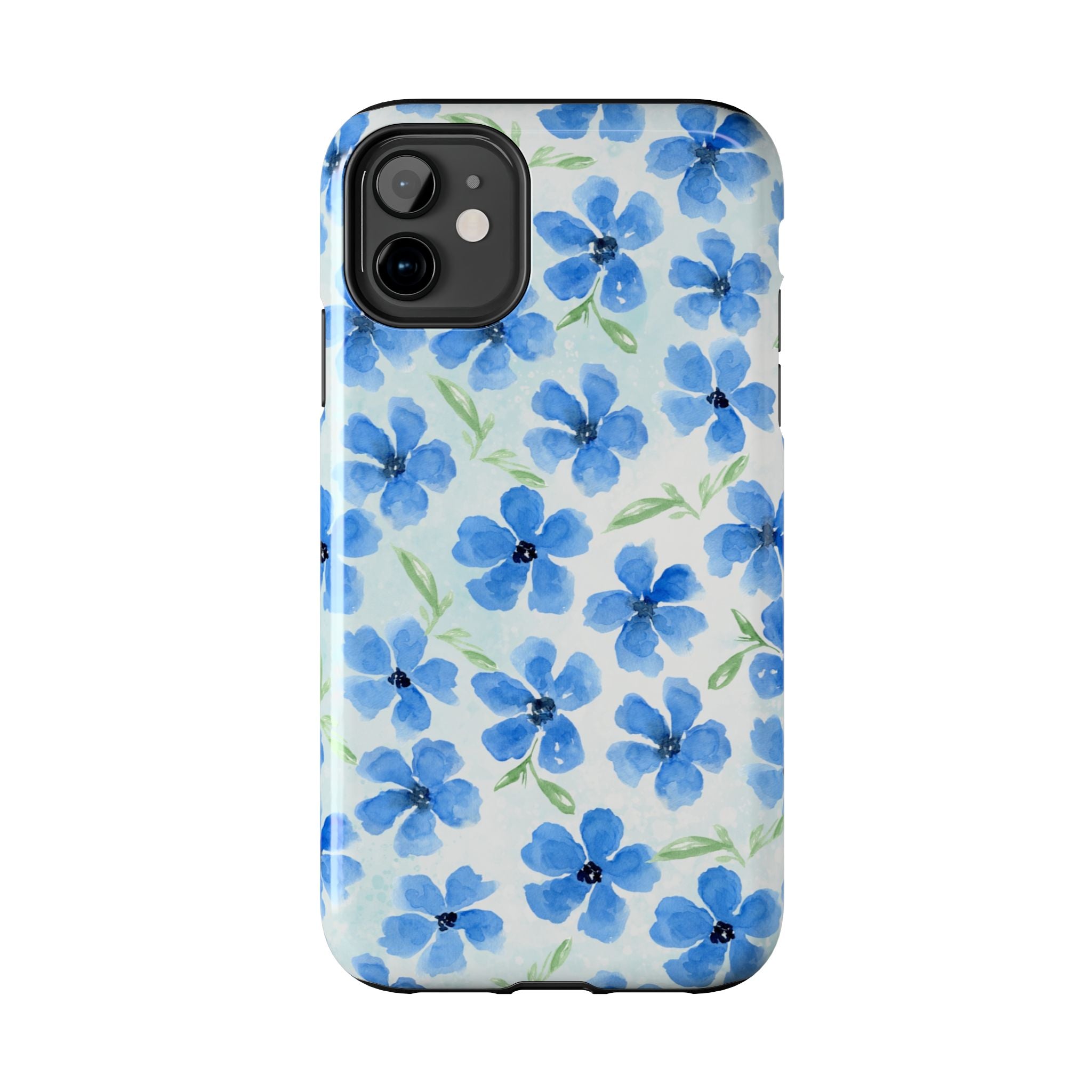 Blue Watercolor Floral Tough Phone Case — Durable Floral Phone Cover