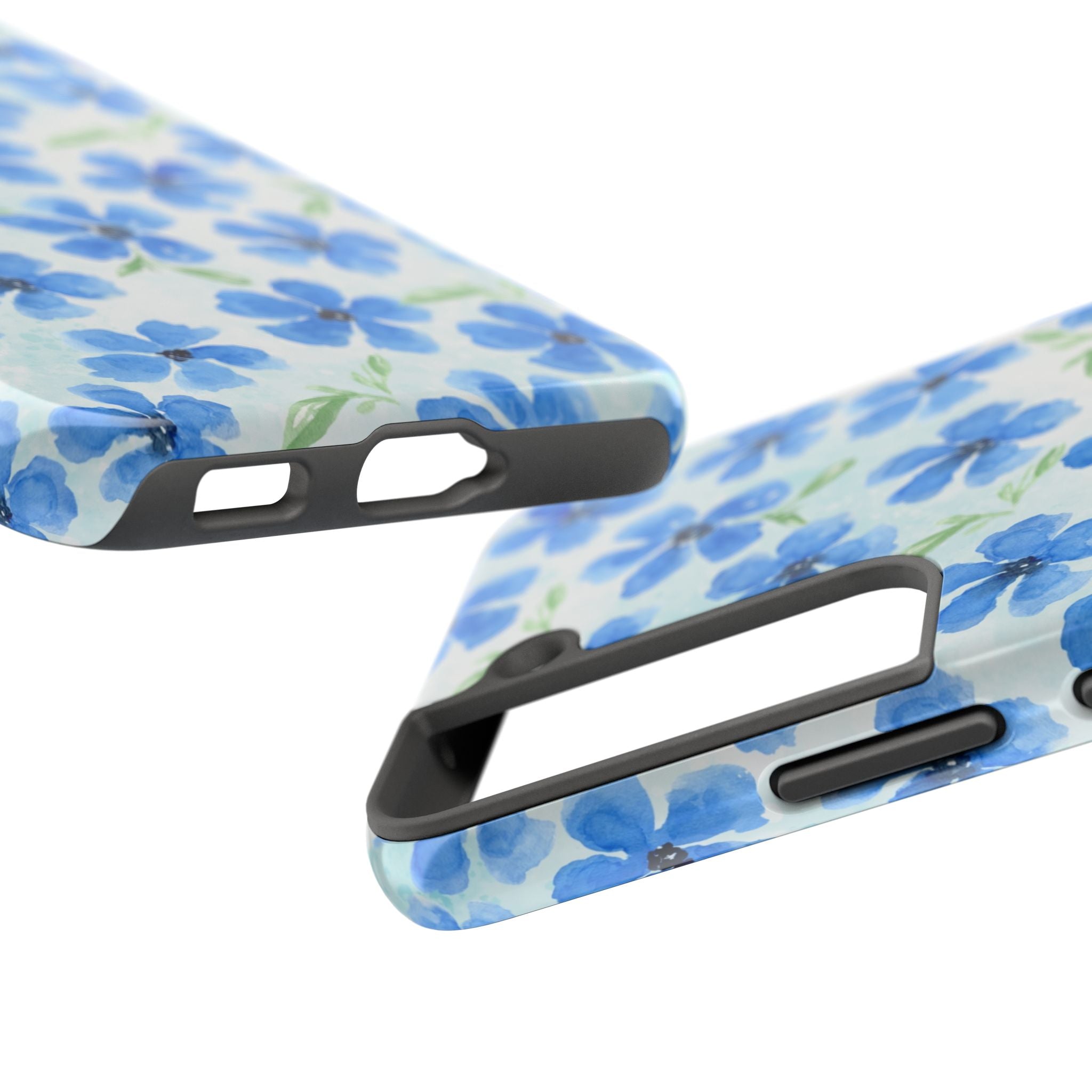 Blue Watercolor Floral Tough Phone Case — Durable Floral Phone Cover
