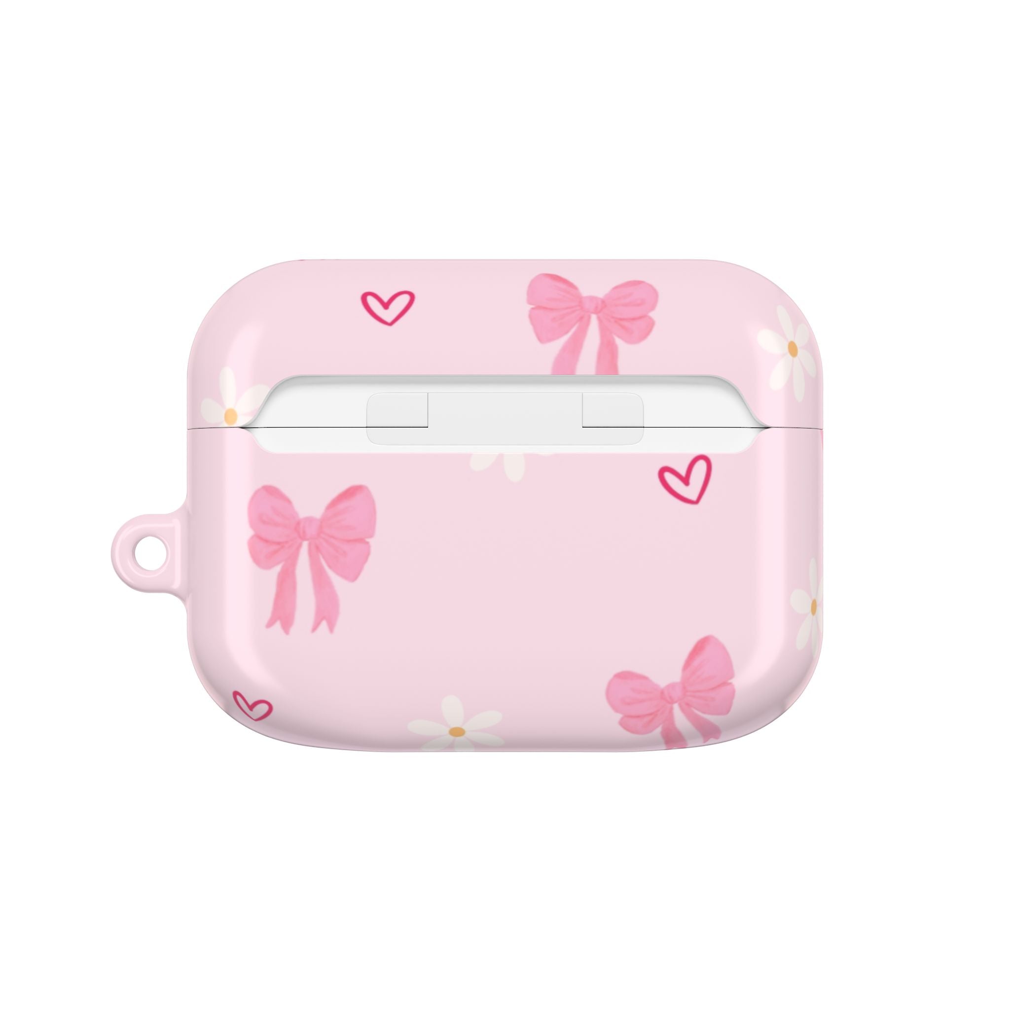 Pink Bow AirPod Case – Cute Floral Hearts Silicone Cover