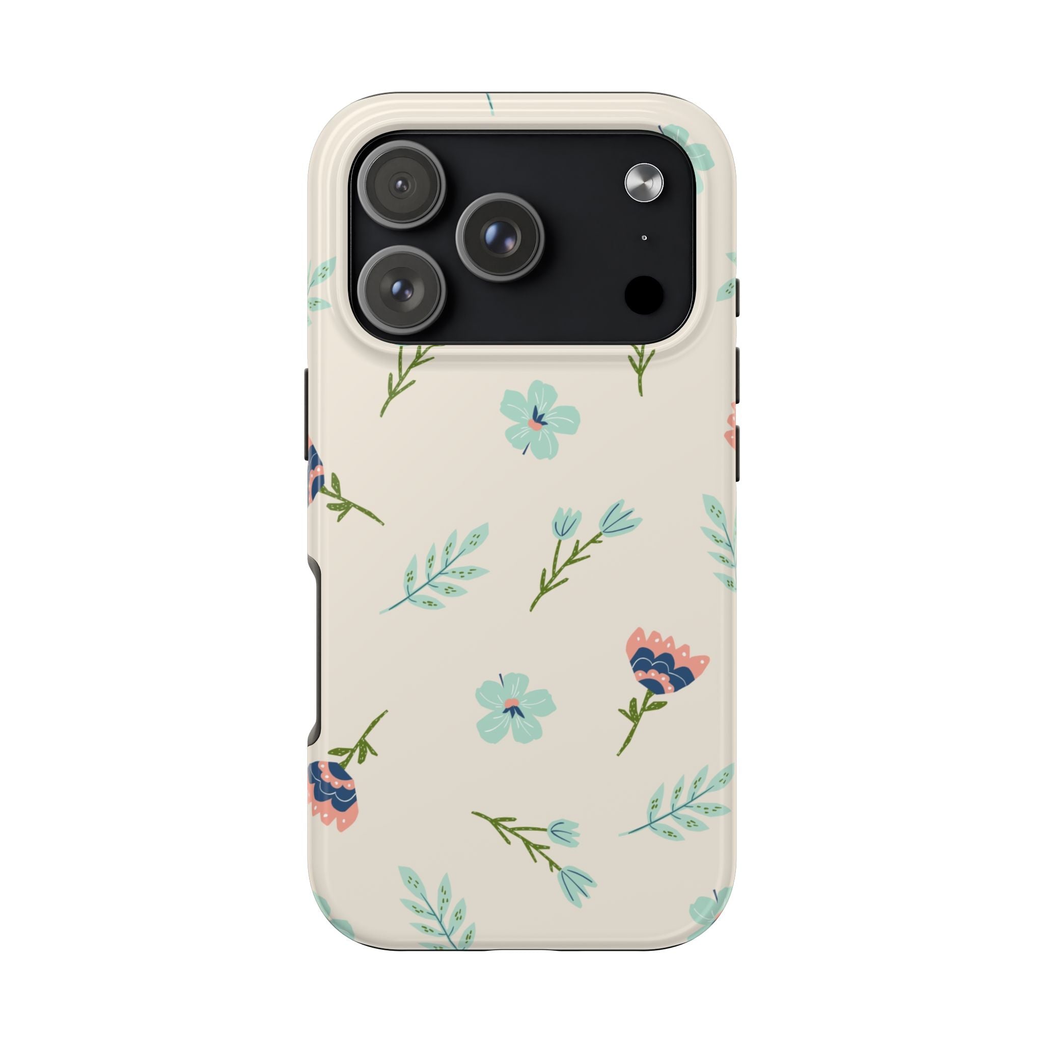 Floral Pattern Tough Phone Case — Pastel Wildflower Protective Phone Cover