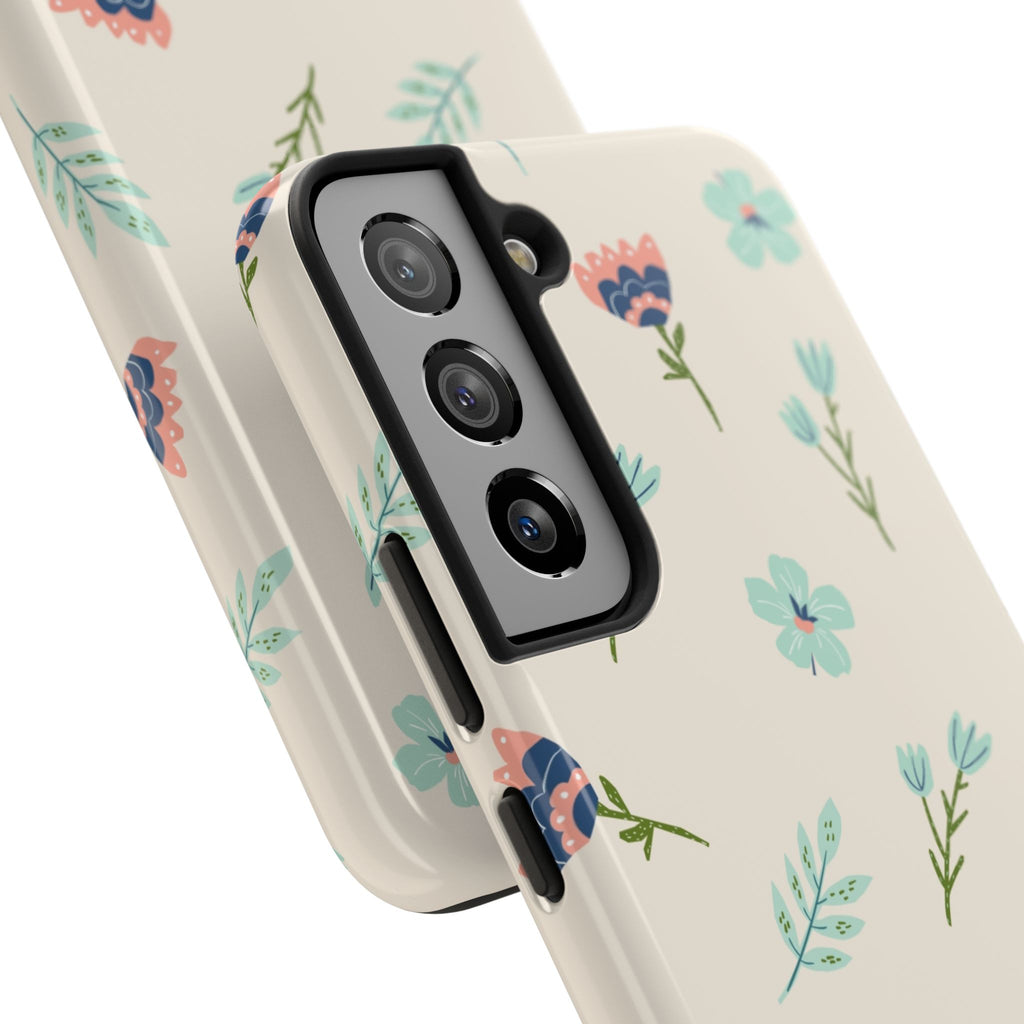 Floral Pattern Tough Phone Case — Pastel Wildflower Protective Phone Cover