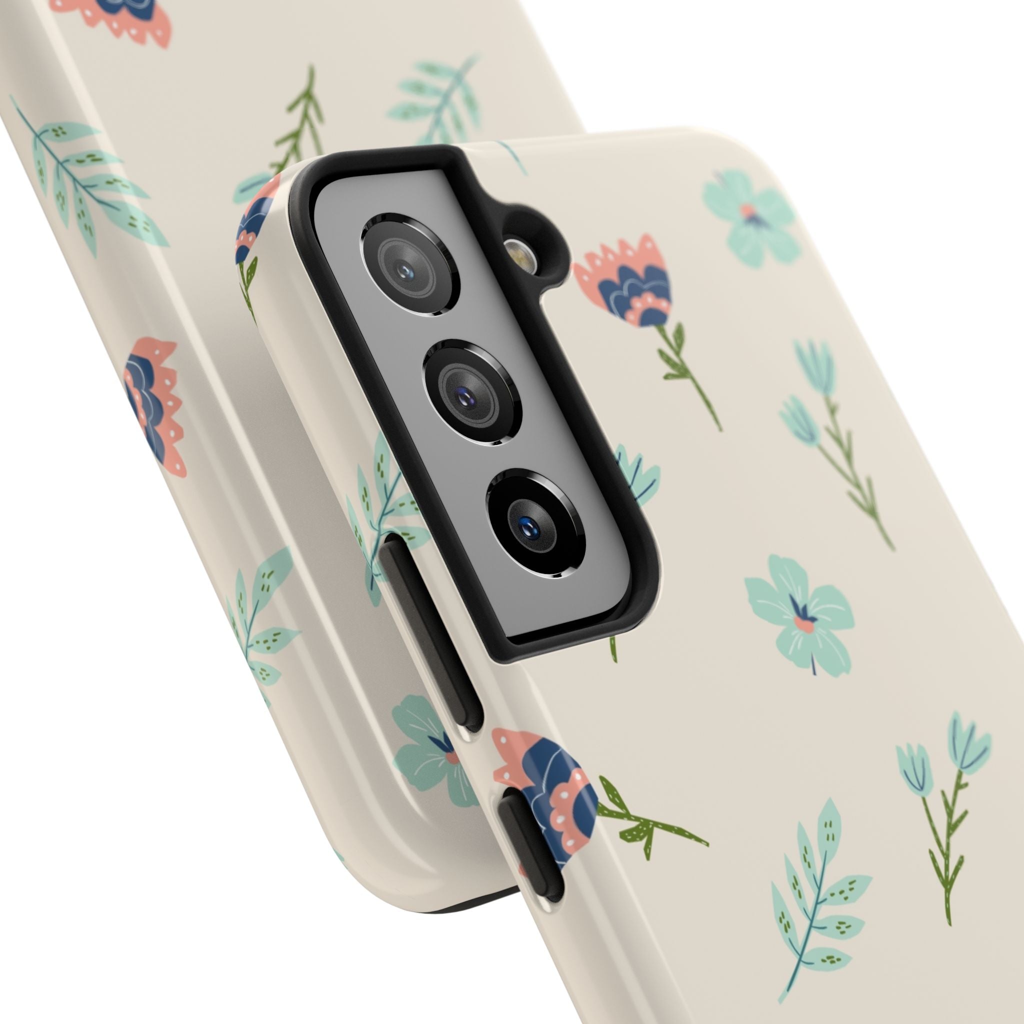 Floral Pattern Tough Phone Case — Pastel Wildflower Protective Phone Cover