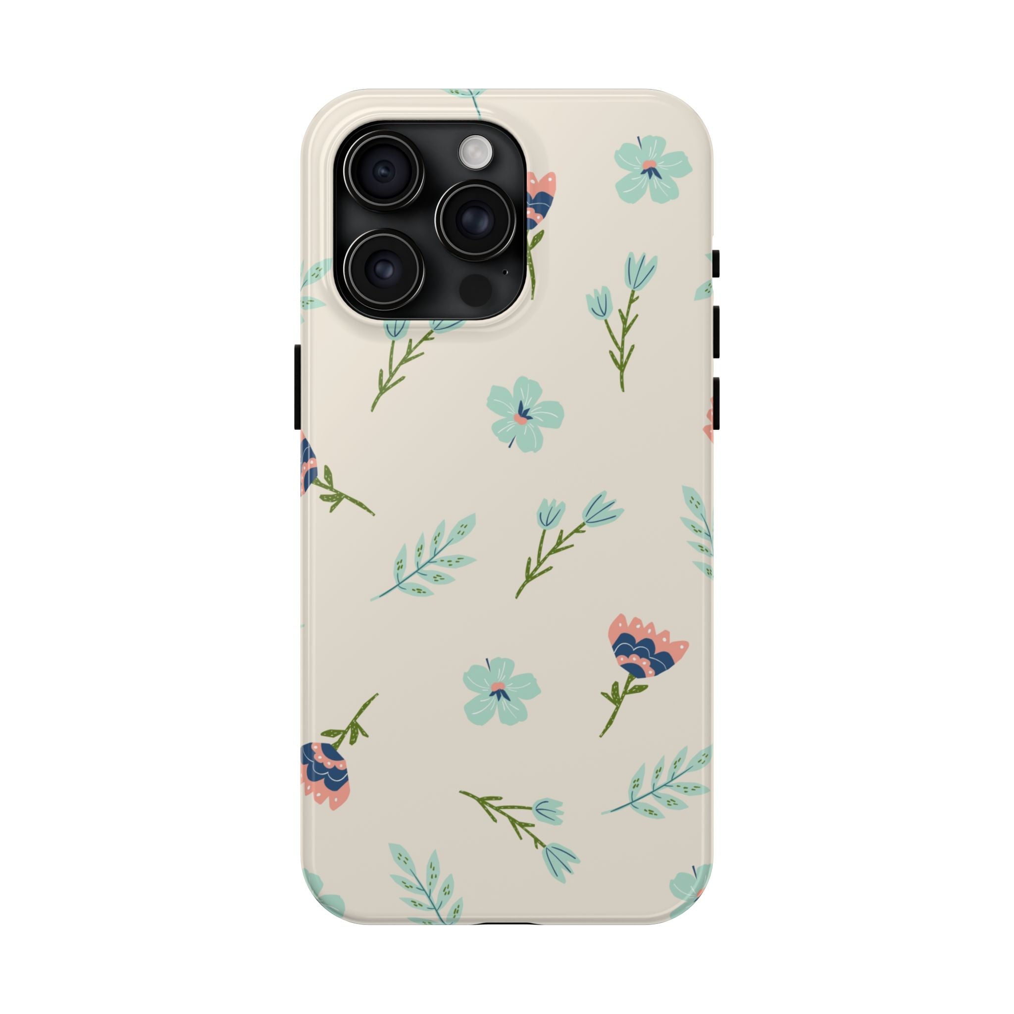 Floral Pattern Tough Phone Case — Pastel Wildflower Protective Phone Cover