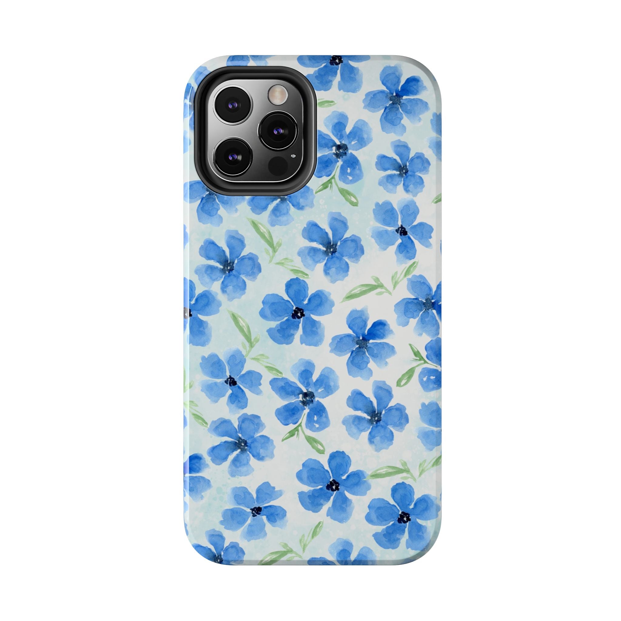 Blue Watercolor Floral Tough Phone Case — Durable Floral Phone Cover