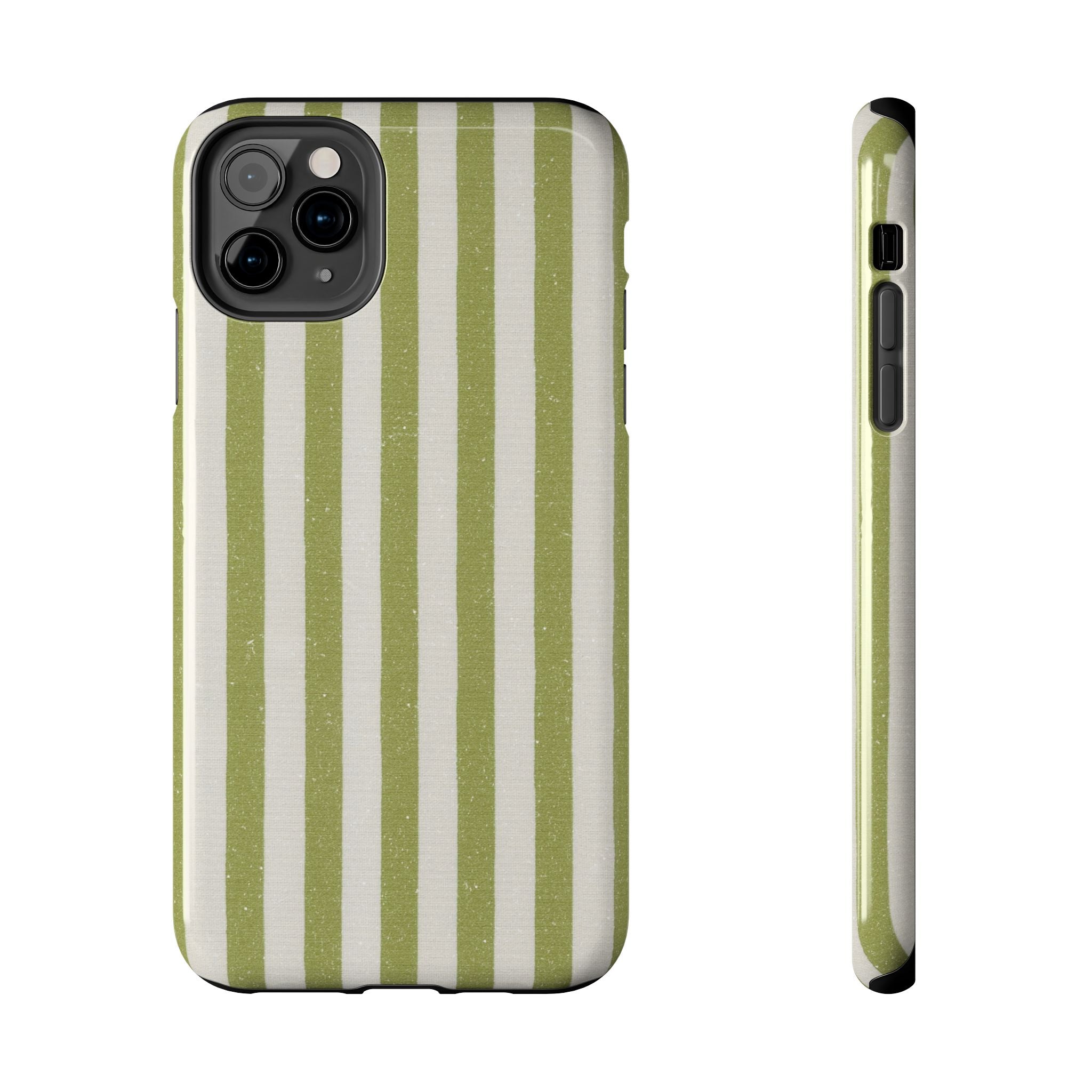 Olive Green Vertical Stripe Tough Phone Case — Durable Protective Cover