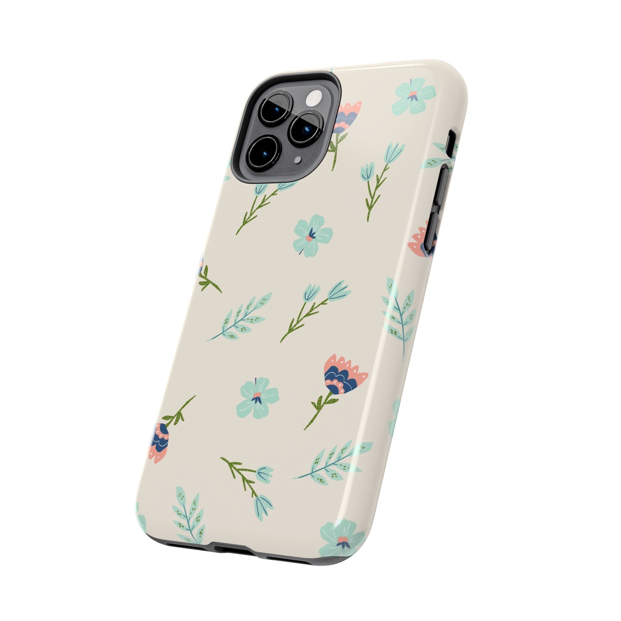Floral Pattern Tough Phone Case — Pastel Wildflower Protective Phone Cover