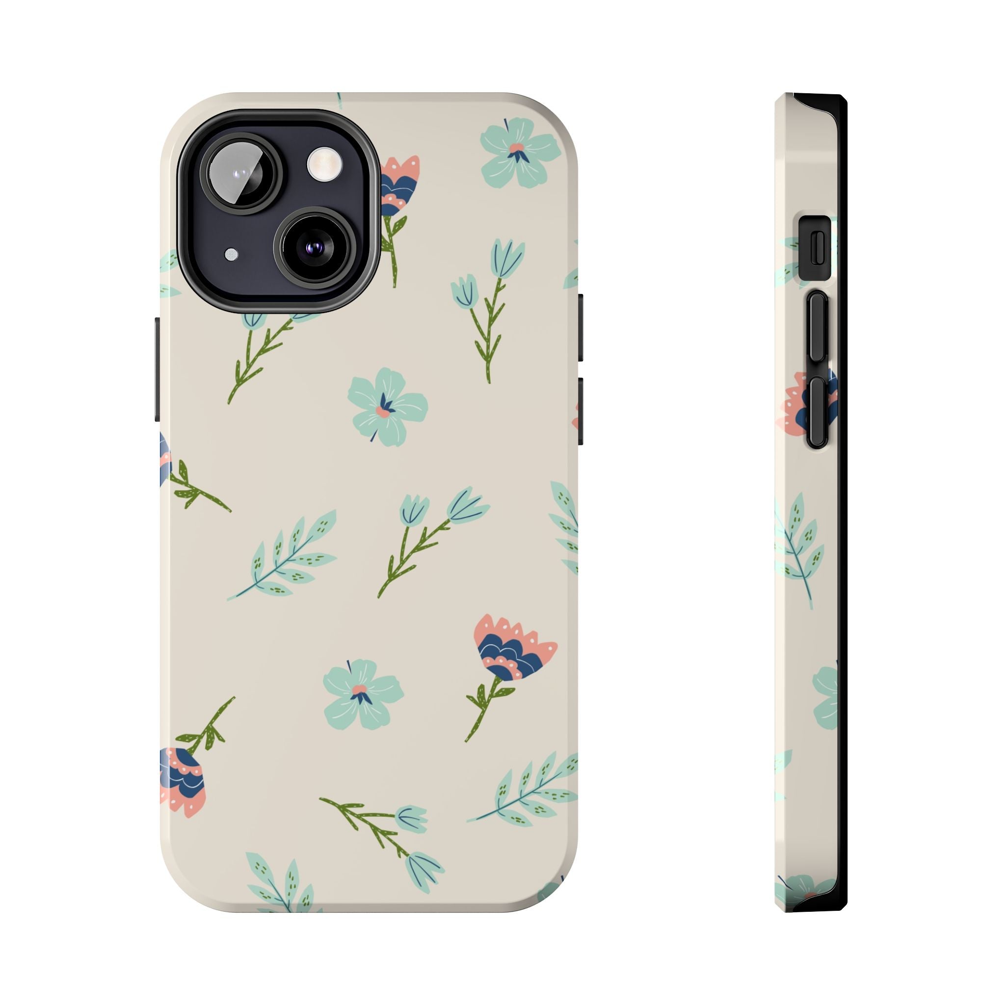 Floral Pattern Tough Phone Case — Pastel Wildflower Protective Phone Cover