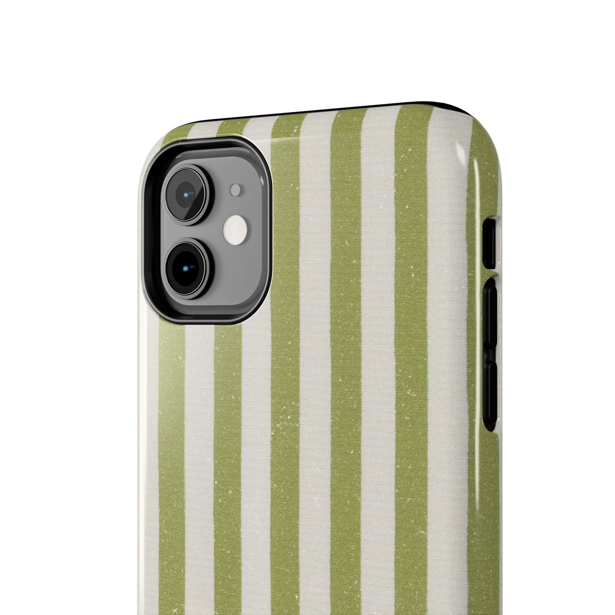 Olive Green Vertical Stripe Tough Phone Case — Durable Protective Cover