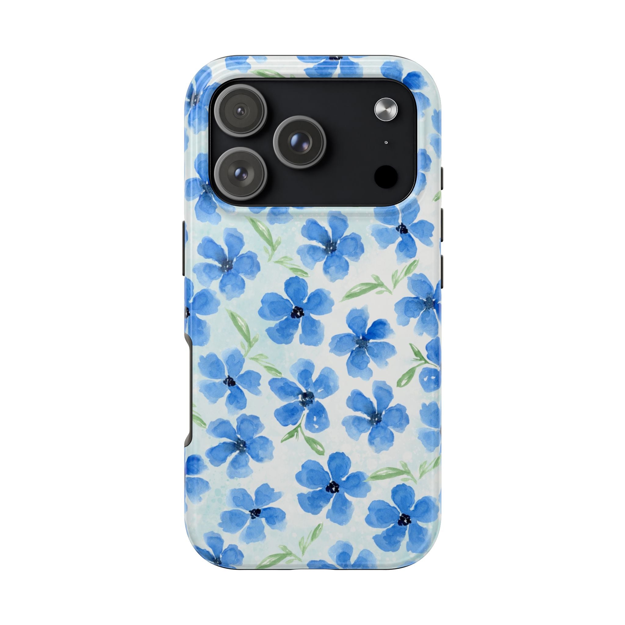 Blue Watercolor Floral Tough Phone Case — Durable Floral Phone Cover