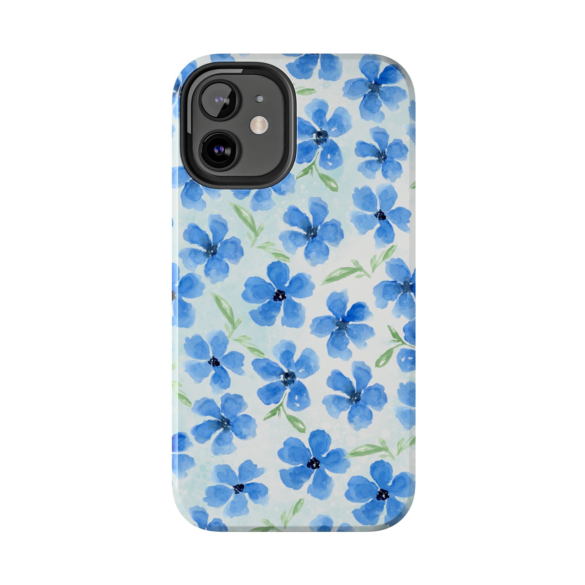Blue Watercolor Floral Tough Phone Case — Durable Floral Phone Cover