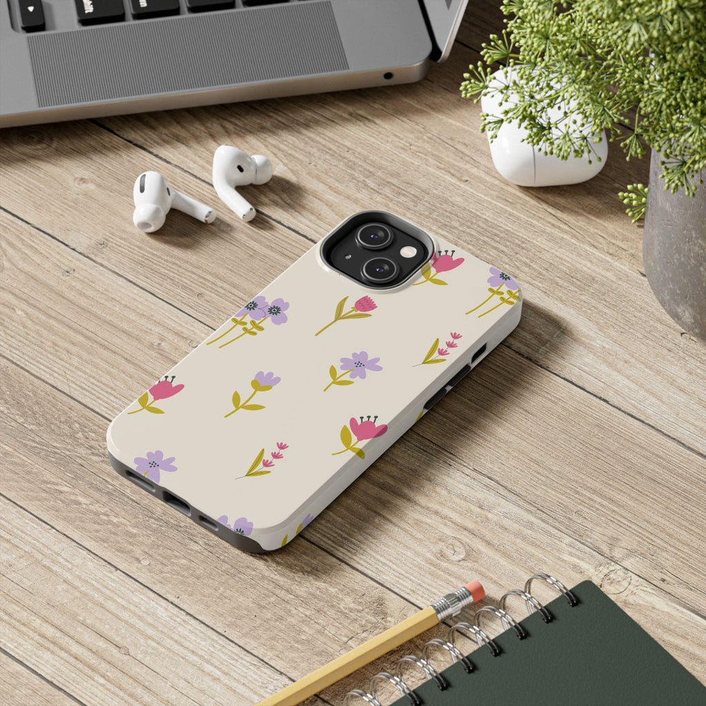 Floral Ditsy Tough Phone Case — Pastel Wildflower Protective Cover