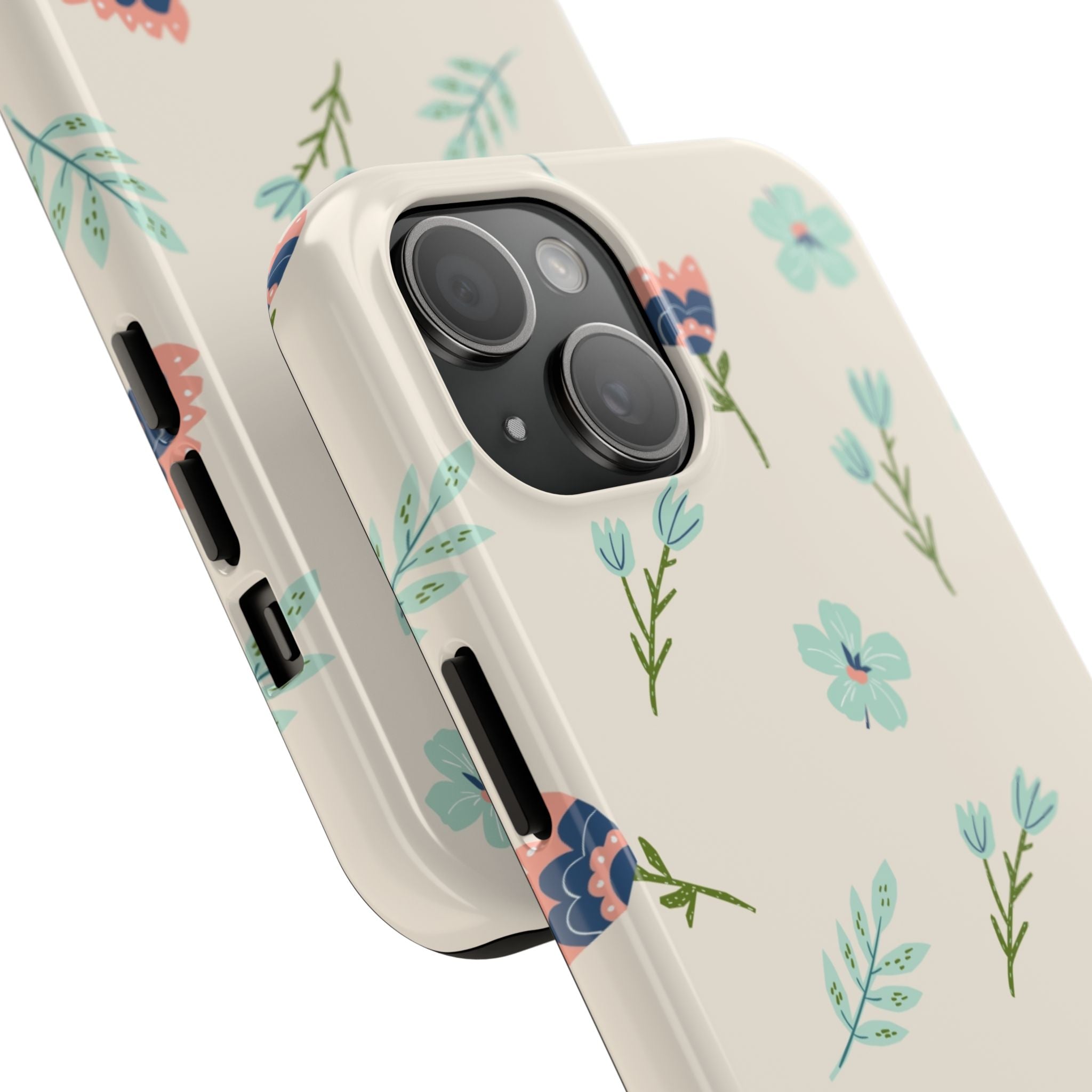Floral Pattern Tough Phone Case — Pastel Wildflower Protective Phone Cover