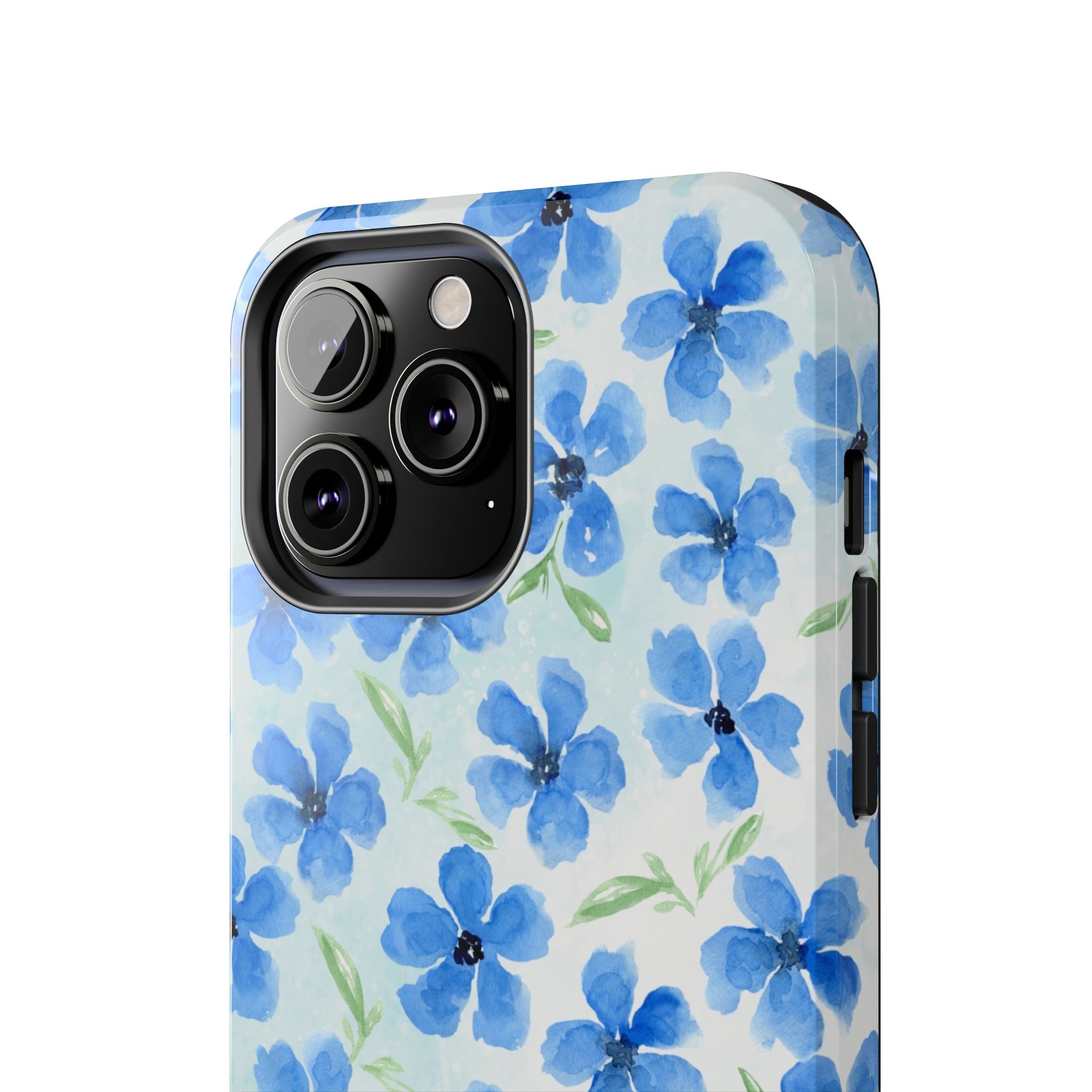 Blue Watercolor Floral Tough Phone Case — Durable Floral Phone Cover