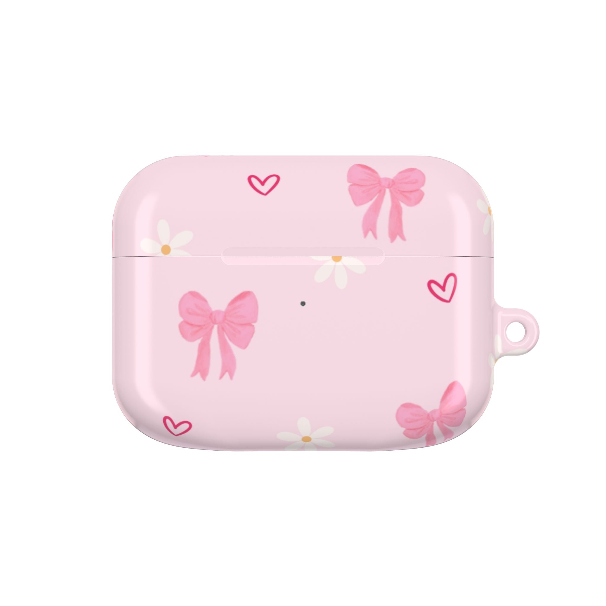 Pink Bow AirPod Case – Cute Floral Hearts Silicone Cover