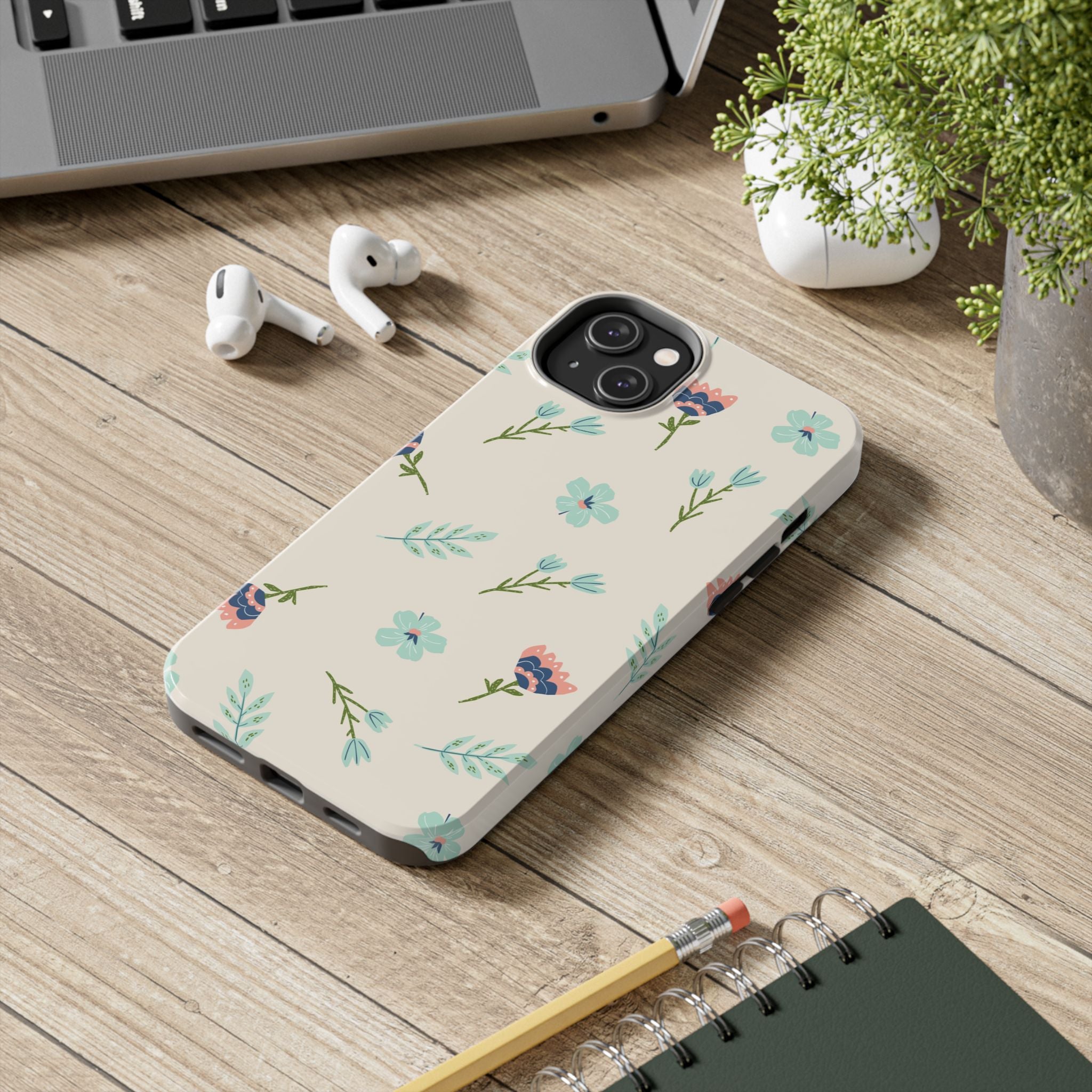 Floral Pattern Tough Phone Case — Pastel Wildflower Protective Phone Cover