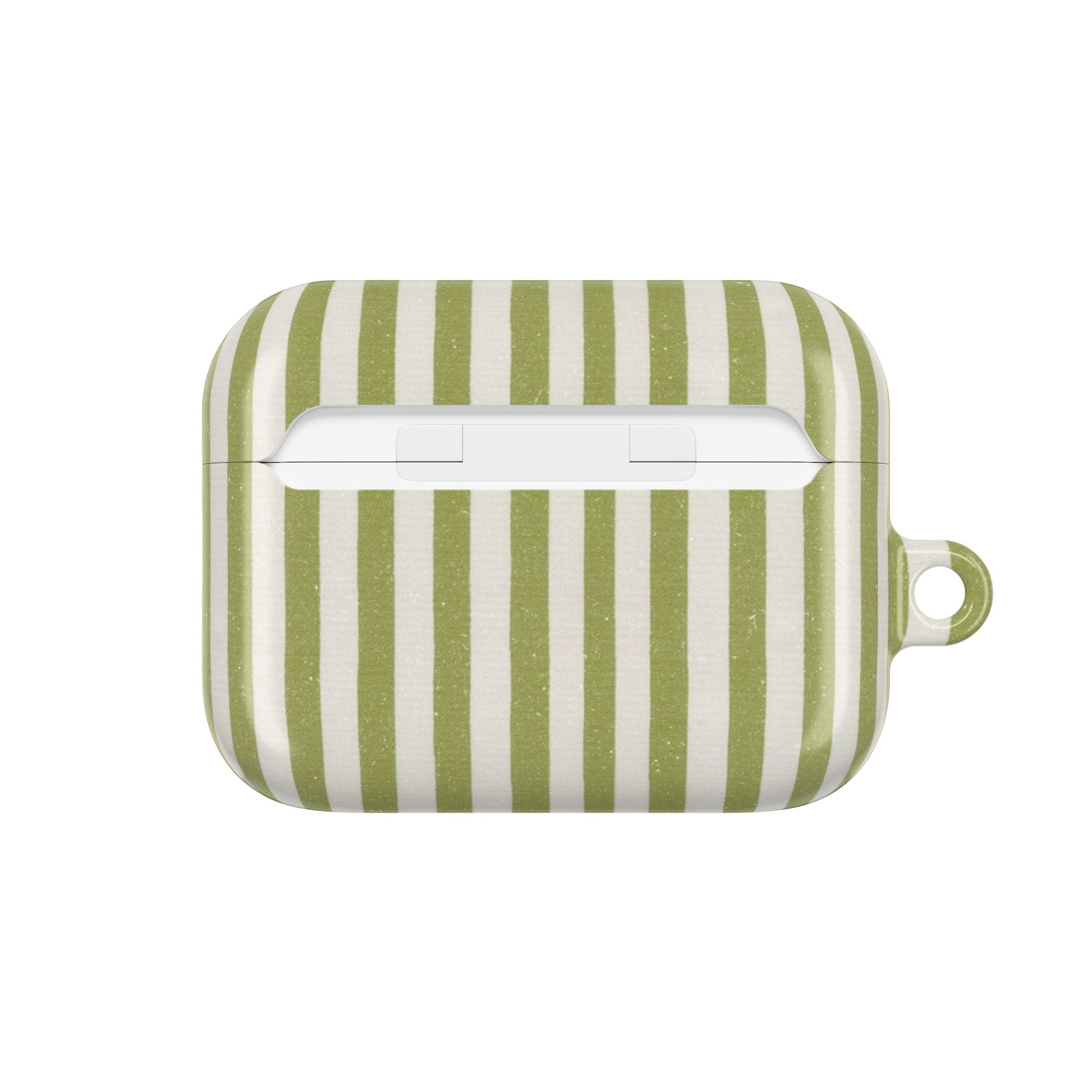 Striped Olive Green AirPod Case — Minimal Coastal Vibe Protective Cover