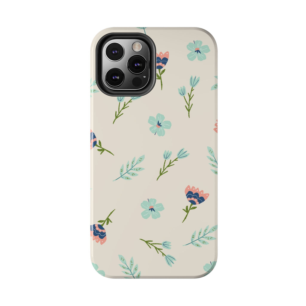 Floral Pattern Tough Phone Case — Pastel Wildflower Protective Phone Cover