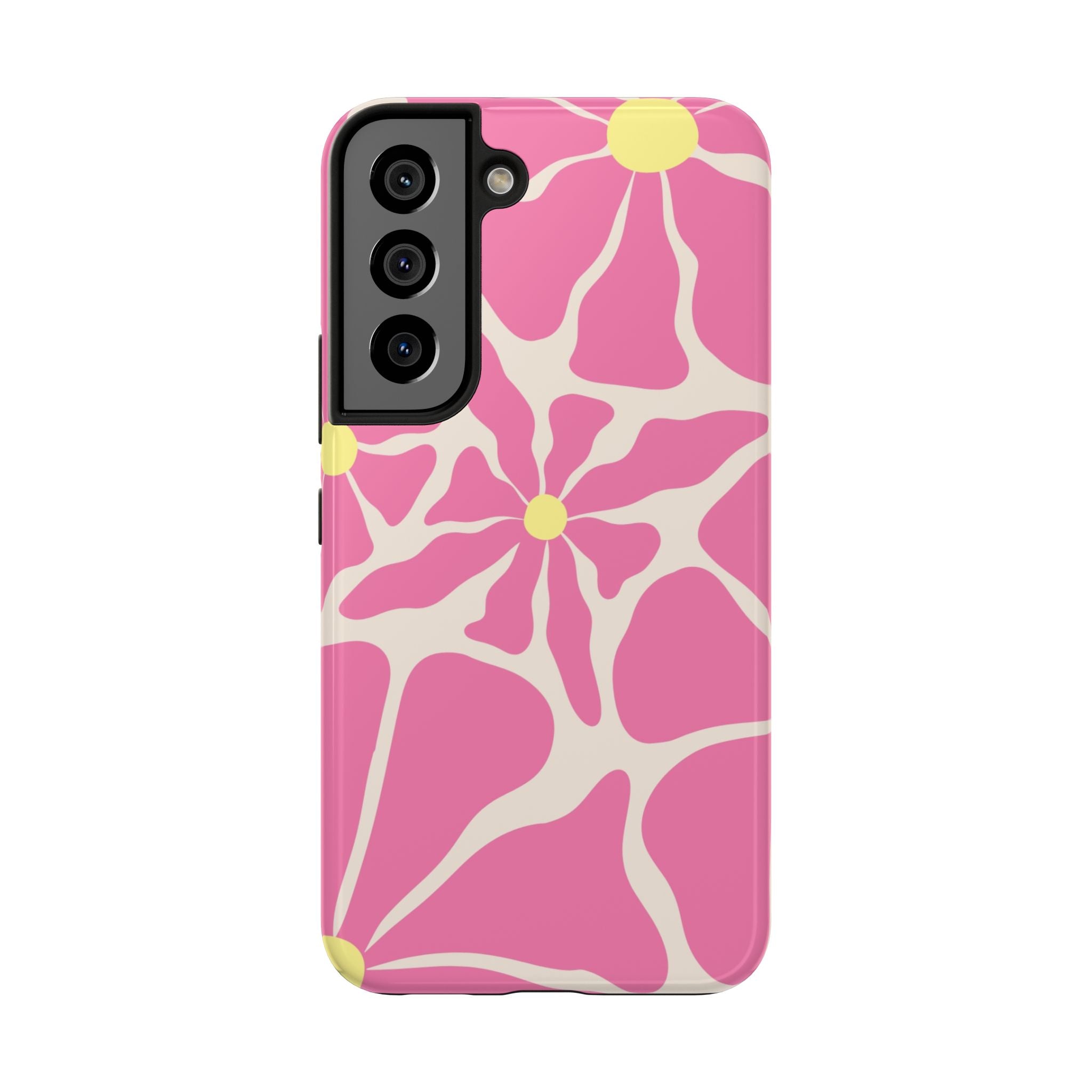 Pink Retro Floral Tough Phone Case — Durable Protective iPhone Cover