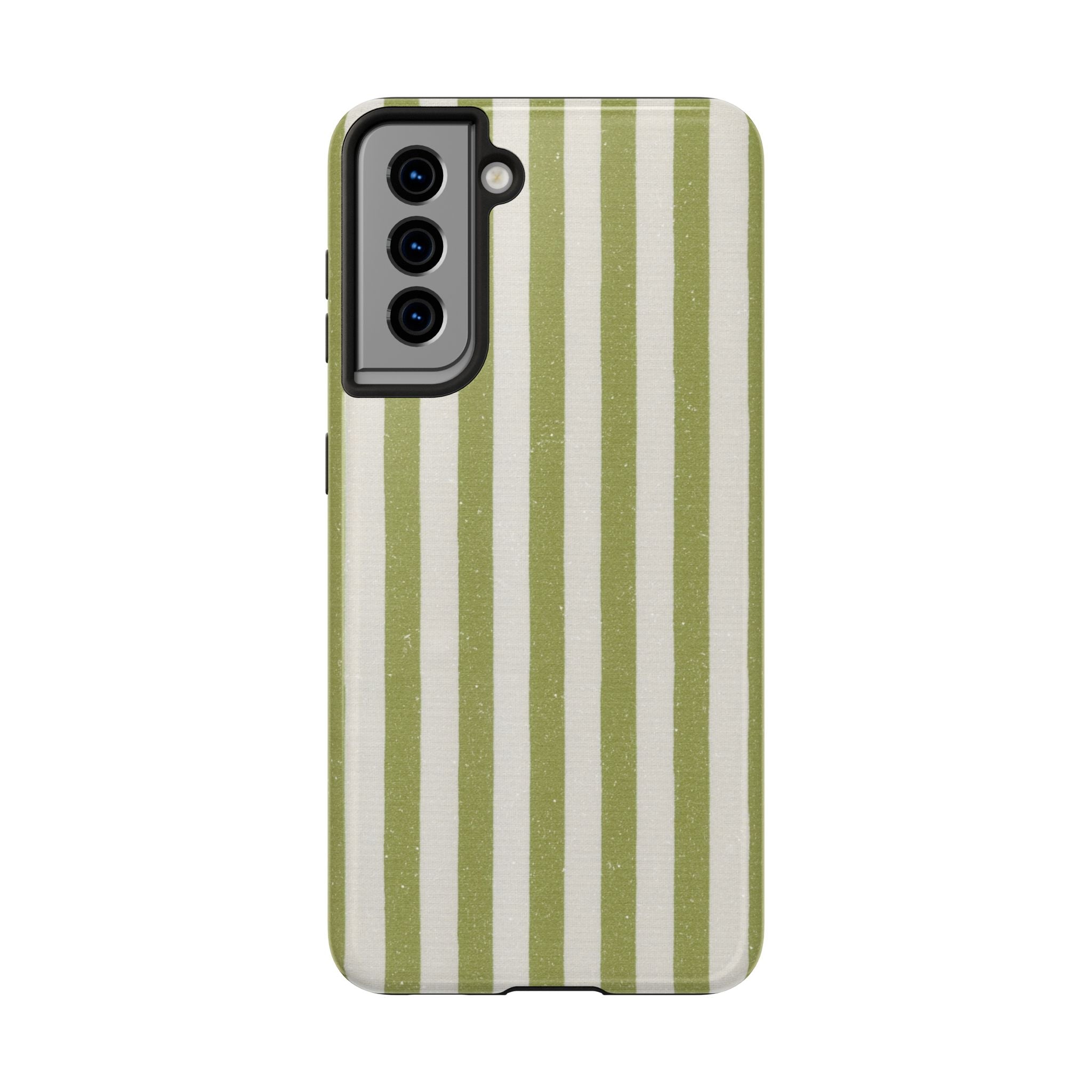 Olive Green Vertical Stripe Tough Phone Case — Durable Protective Cover
