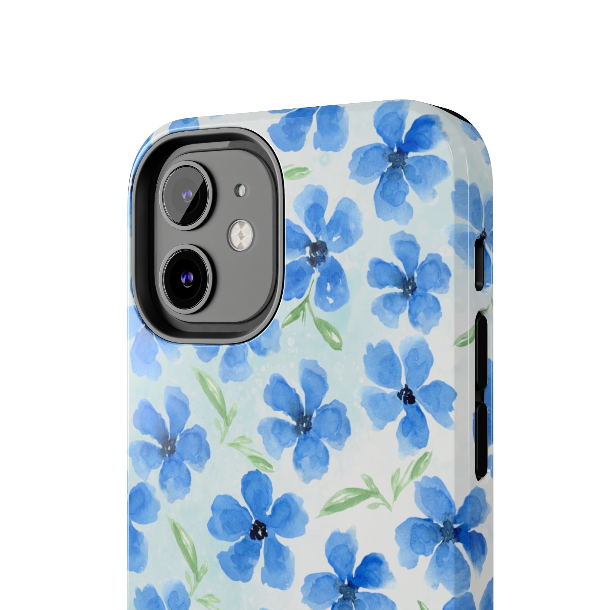 Blue Watercolor Floral Tough Phone Case — Durable Floral Phone Cover