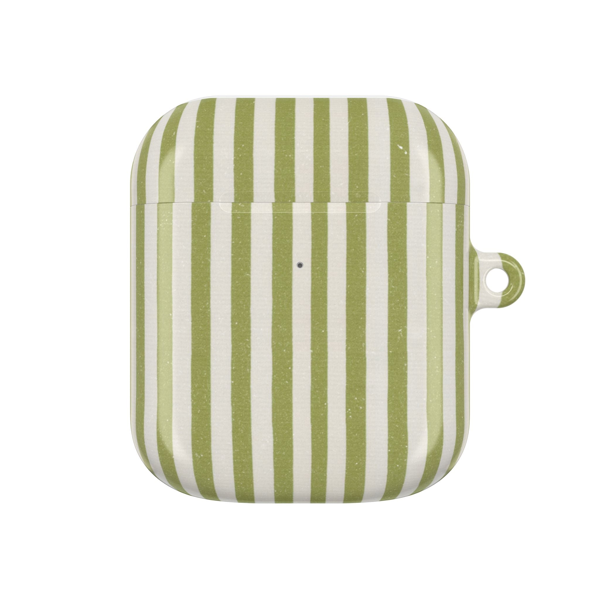 Striped Olive Green AirPod Case — Minimal Coastal Vibe Protective Cover